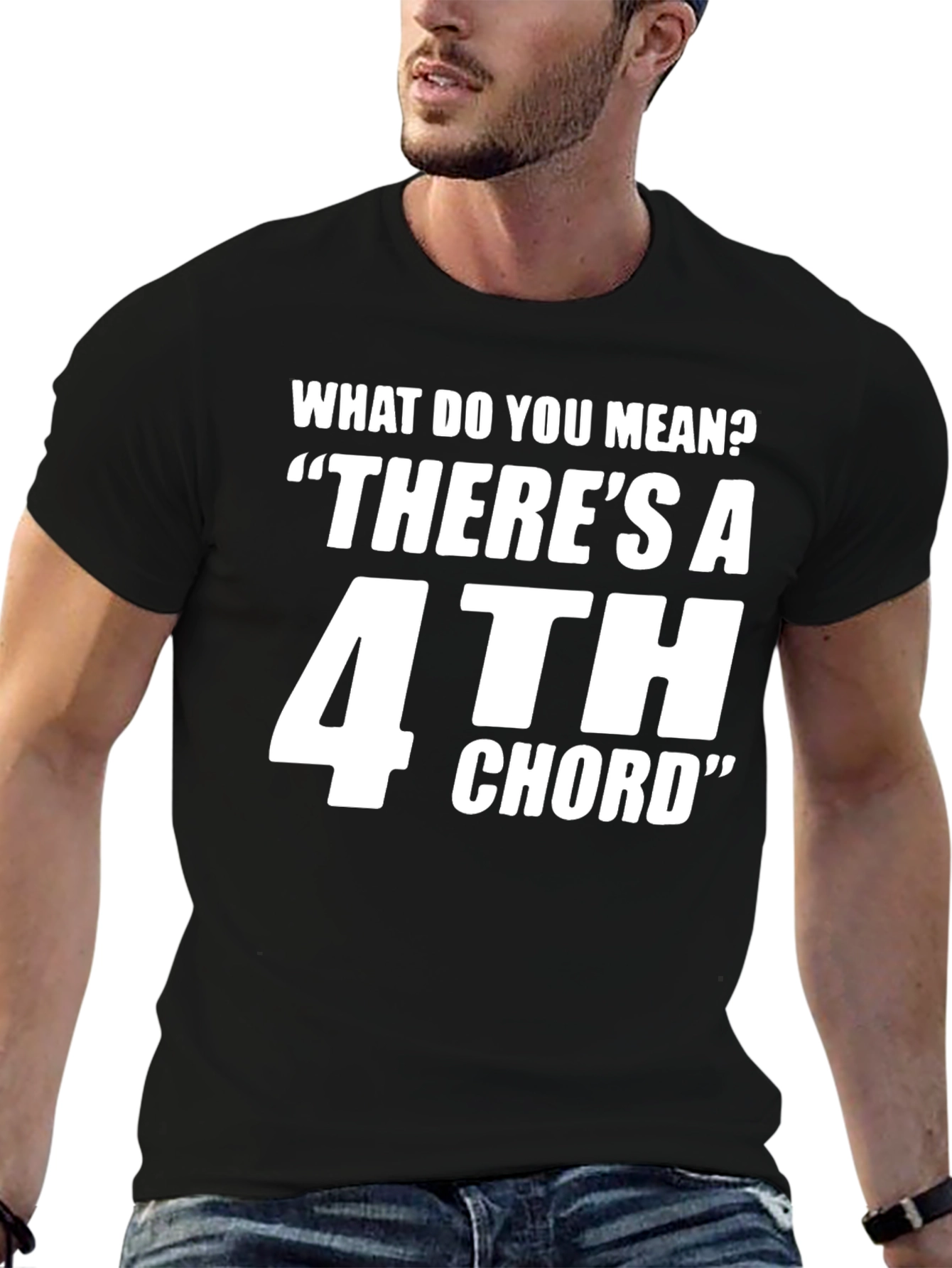 Black 4th Chord Musician T-Shirt - Black view 6
