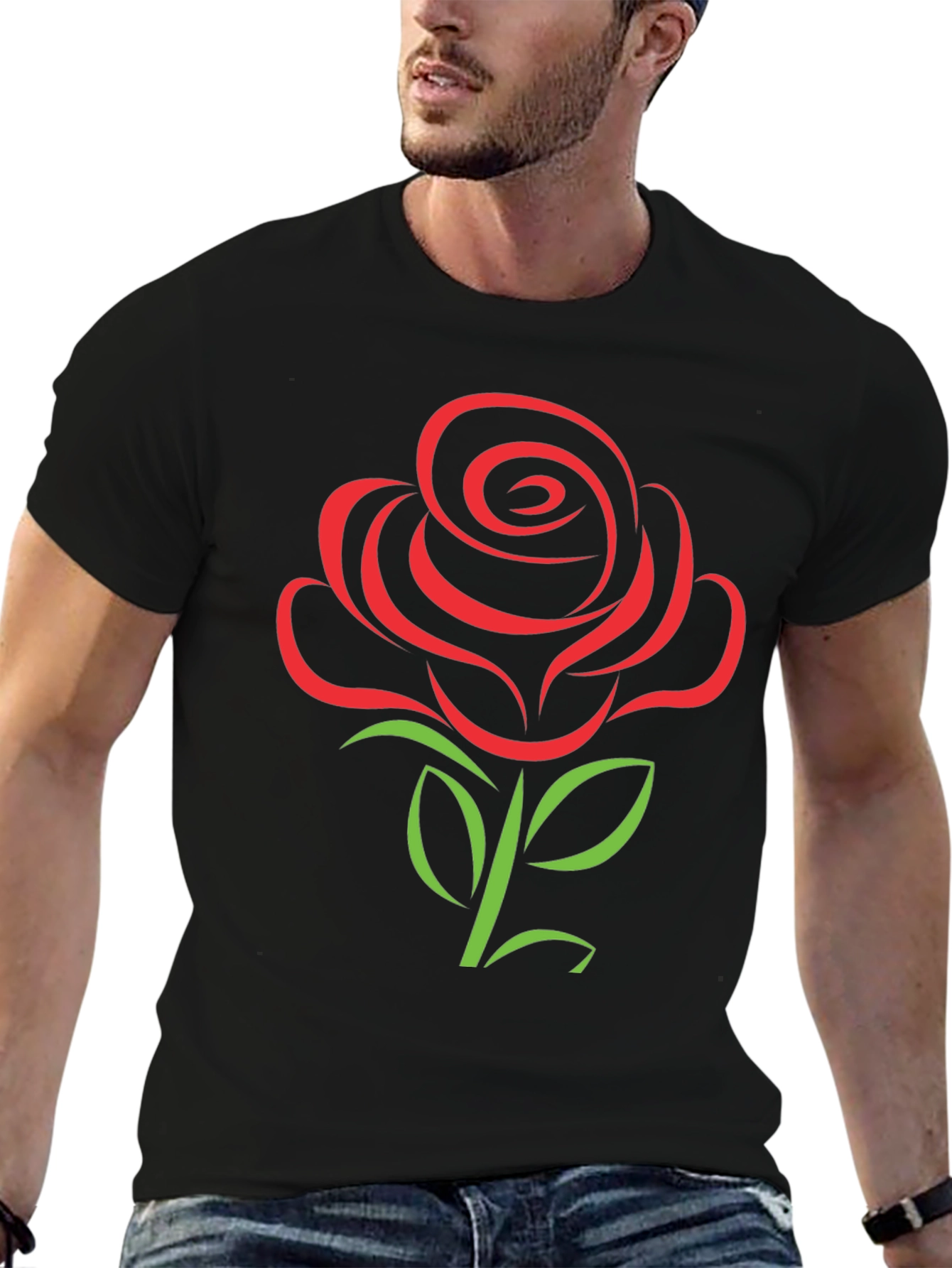Black Rose Graphic Tee - Black Short Sleeve T-Shirt view 6