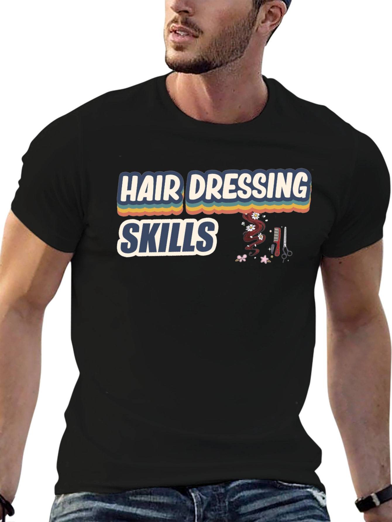 Black Hairdressing Skills Graphic T-Shirt view 6