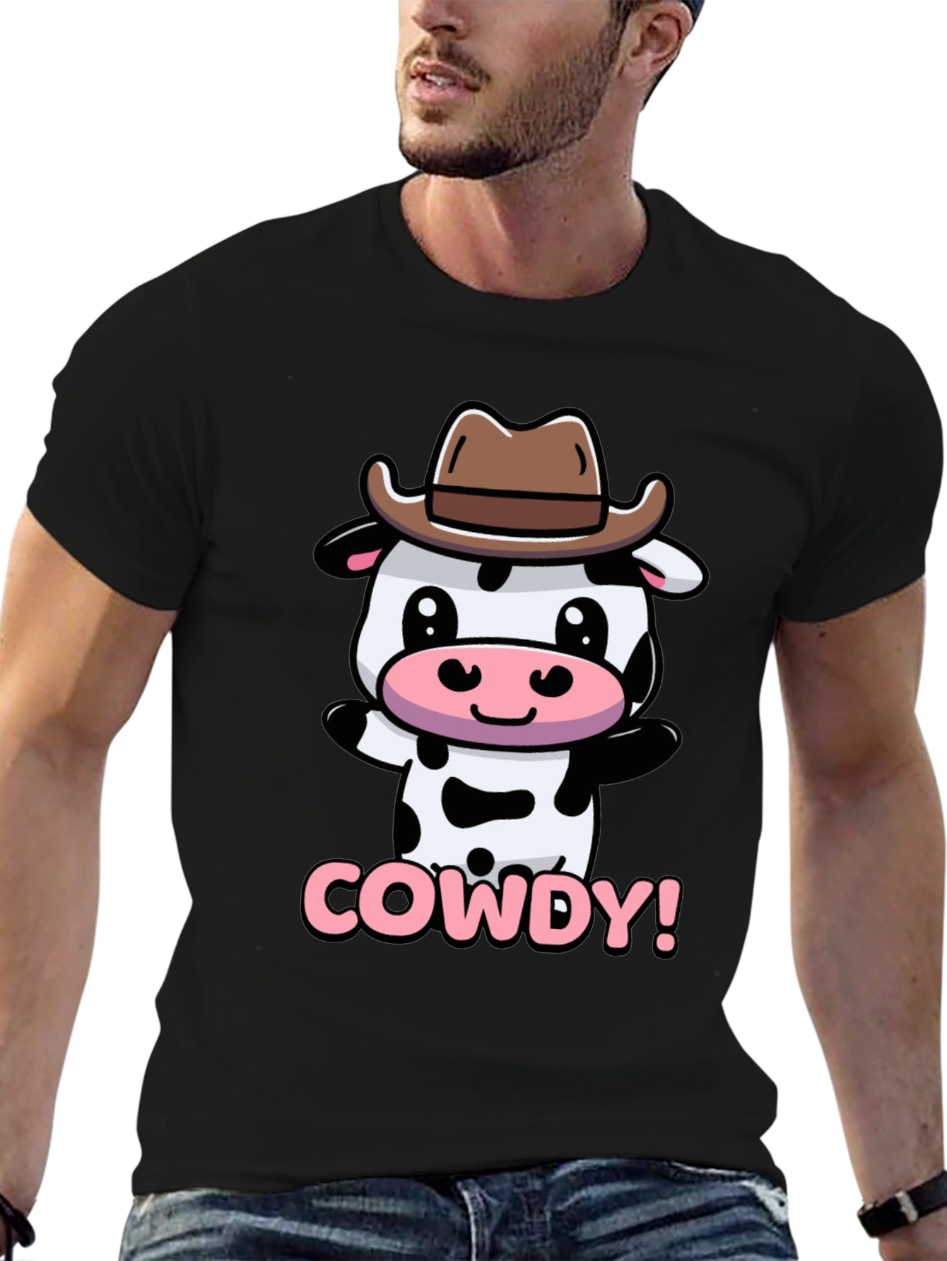 Black Cute Cowdy Cowboy Cow T-Shirt view 6
