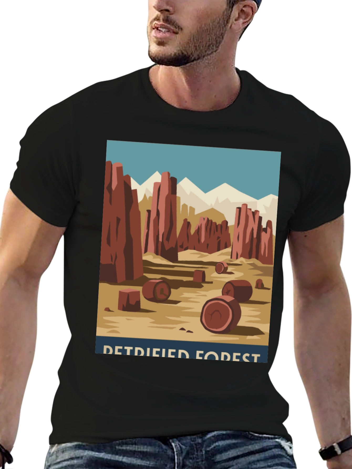 Black Petrified Forest T-Shirt - Retro Desert Graphic Tee view 6