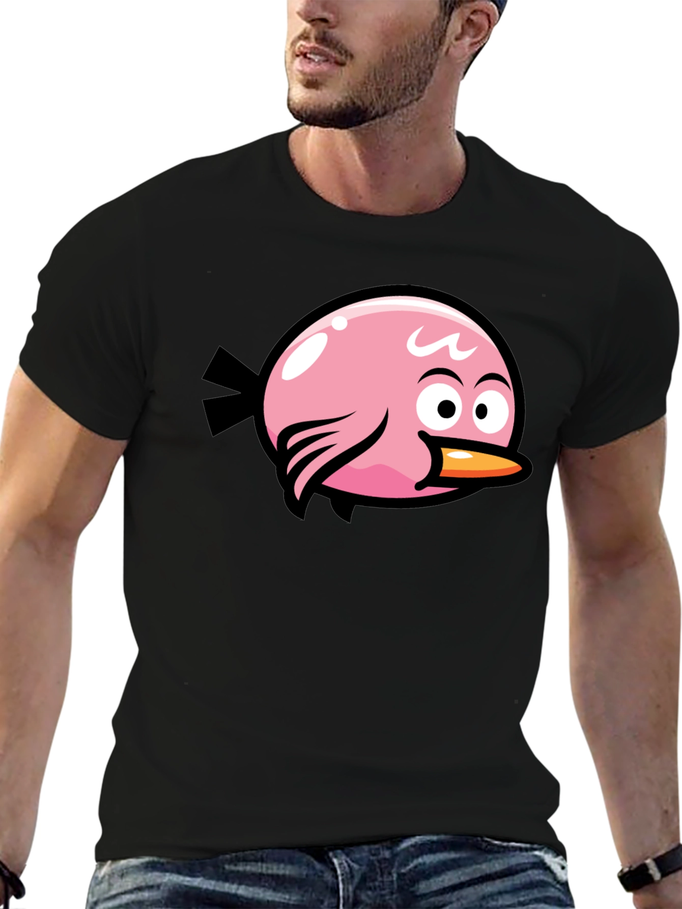 Angry Birds Pink Bird Black T-Shirt - 6