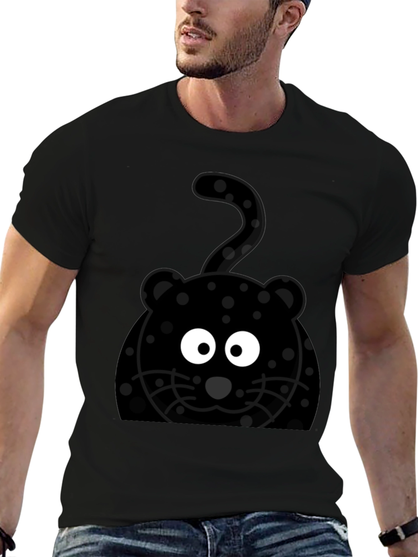 Black Fun Black Cat T-Shirt - Whimsical Design view 6