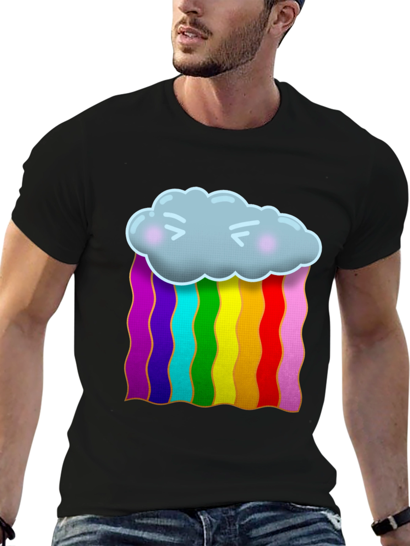 Black Rainbow Cloud Graphic T-Shirt view 6