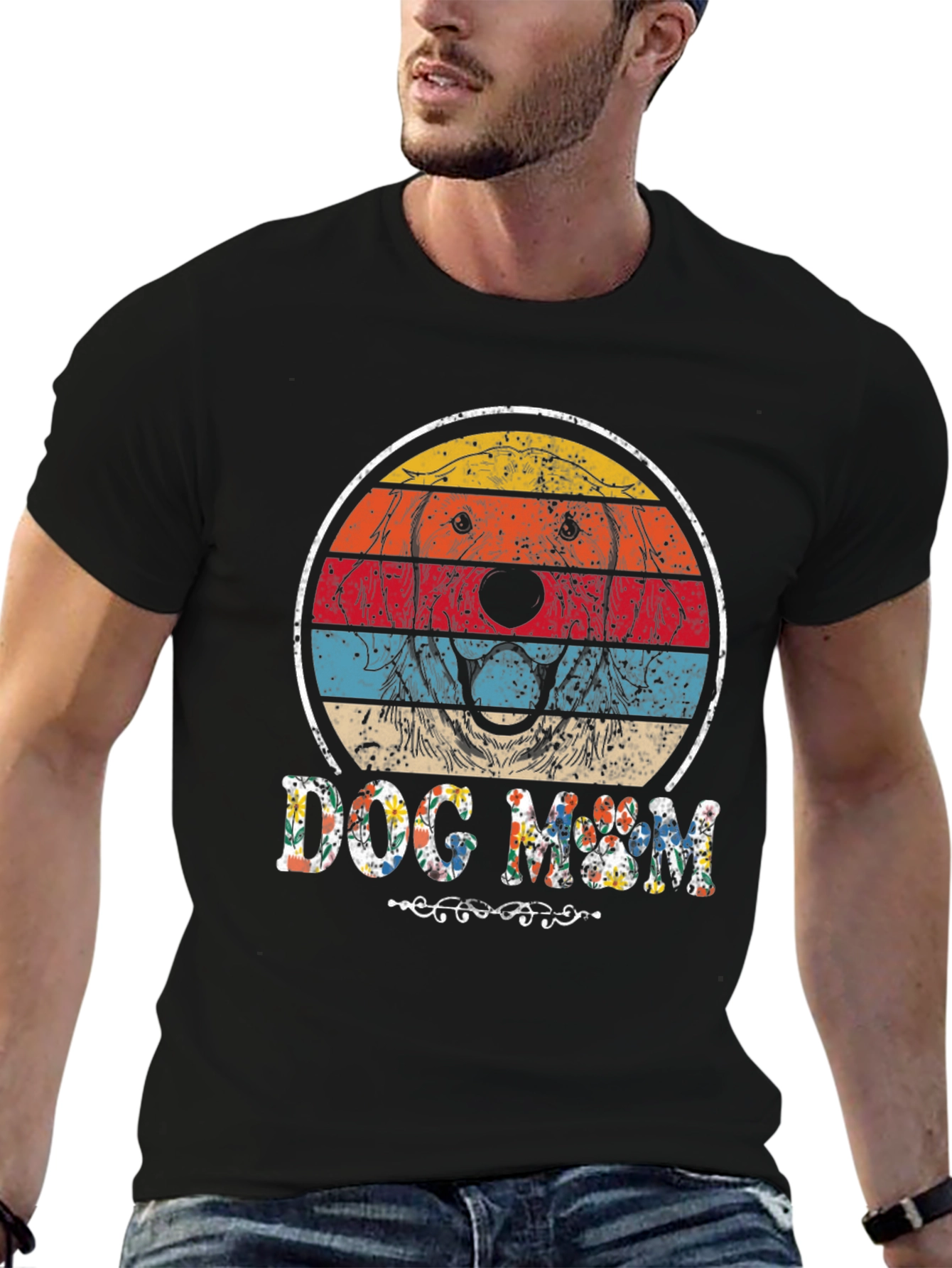 Black Dog Mom Retro Graphic Tee view 6