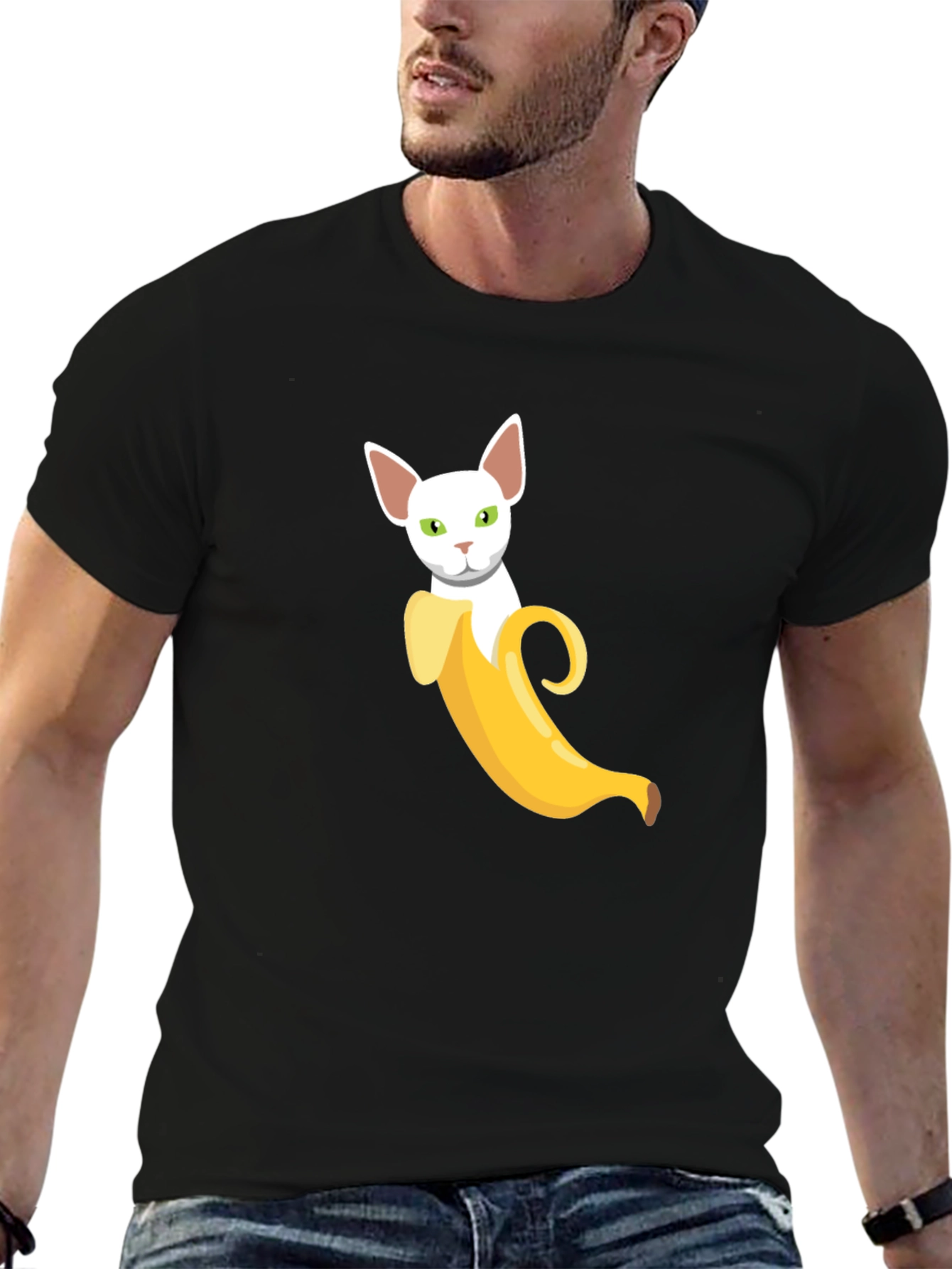 Black Banana Cat Graphic Tee - Quirky, Comfy view 6