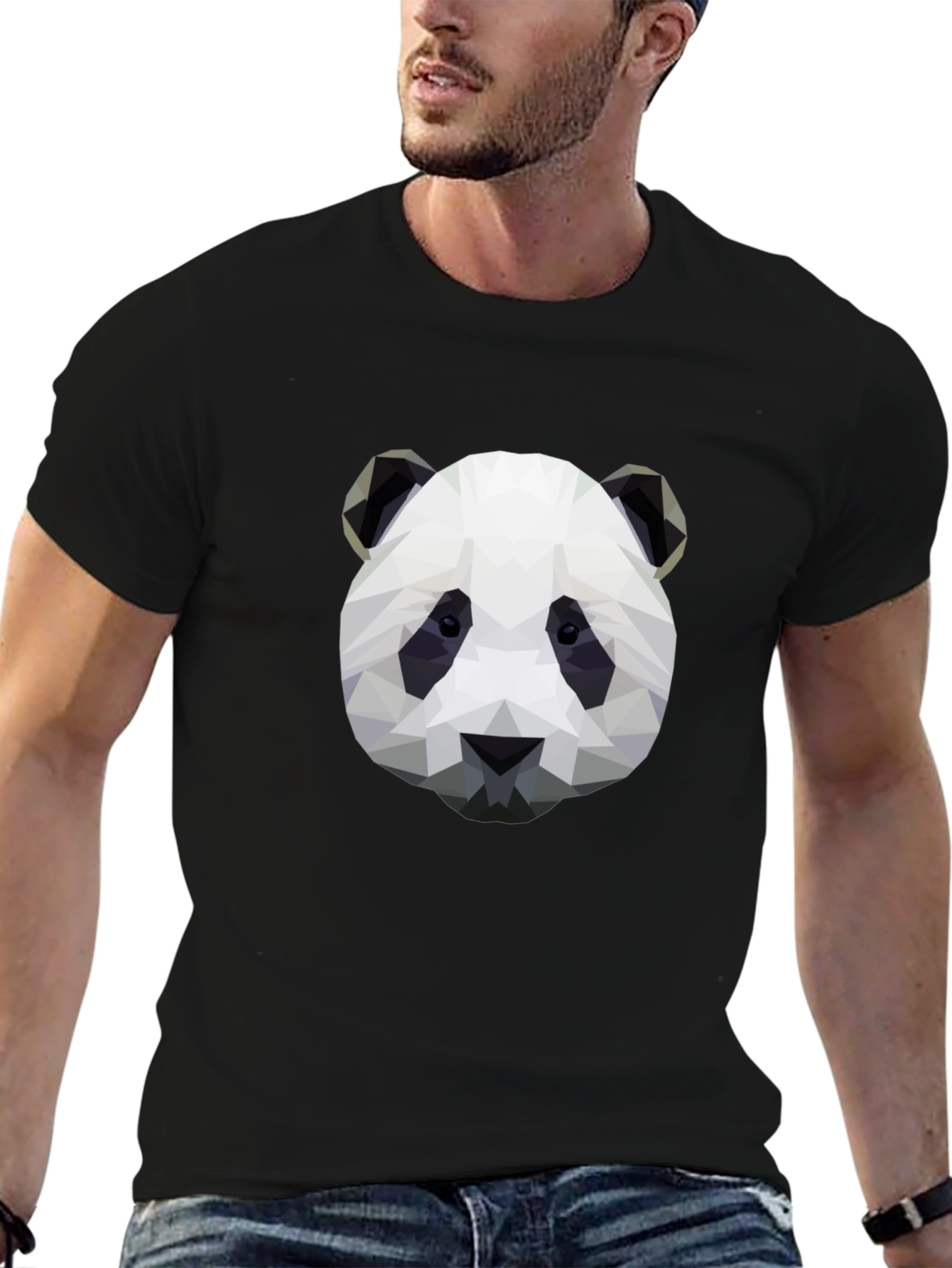 Geometric Panda Graphic T-Shirt - Black - 6