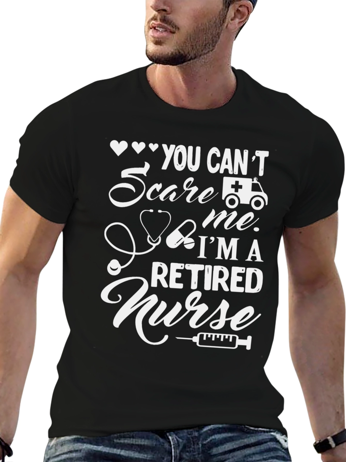 Black Retired Nurse T-Shirt: You Can't Scare Me view 6