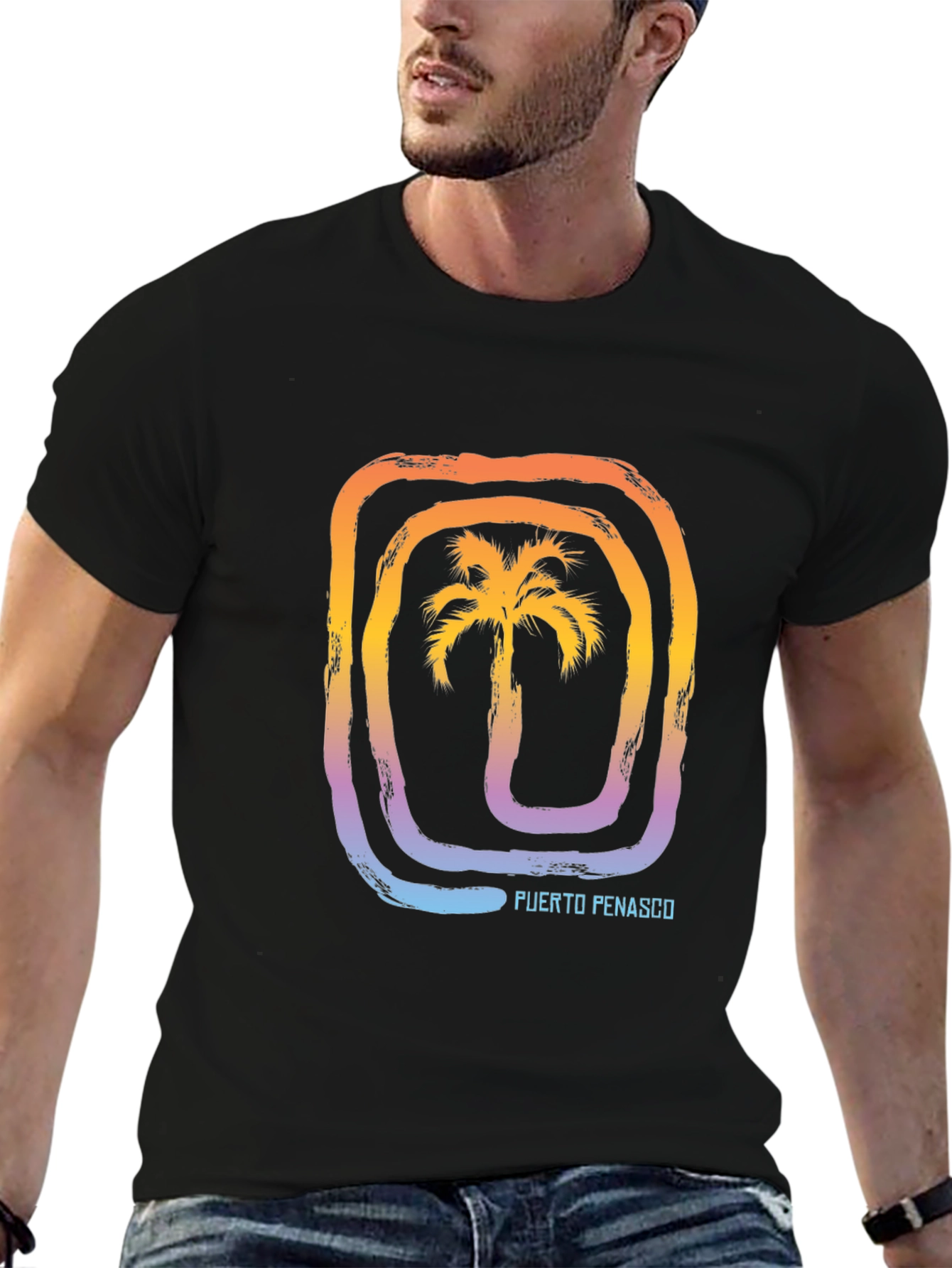 Black Puerto Penasco Palm Graphic Tee view 6