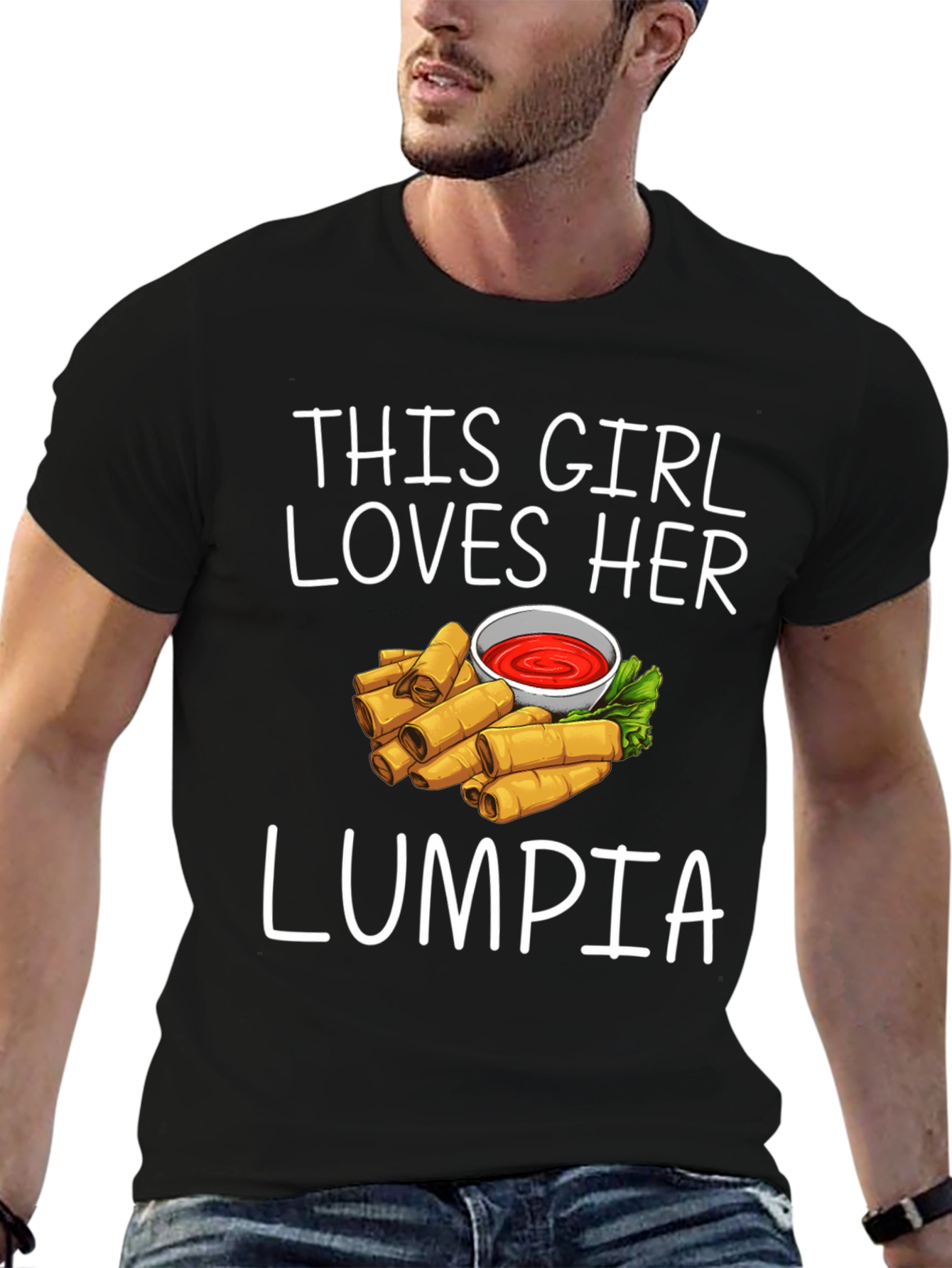 Black Funny Lumpia Lover T-Shirt view 6