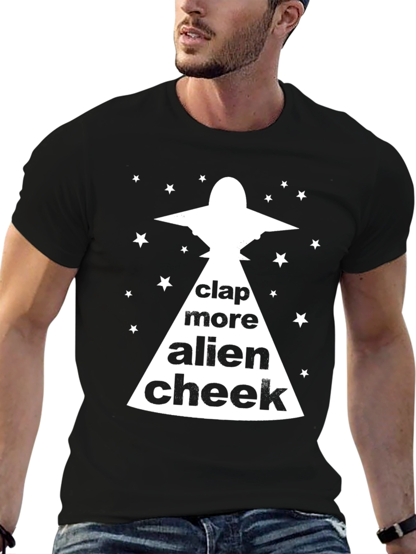 Black Clap More Alien Cheek Graphic Tee view 6