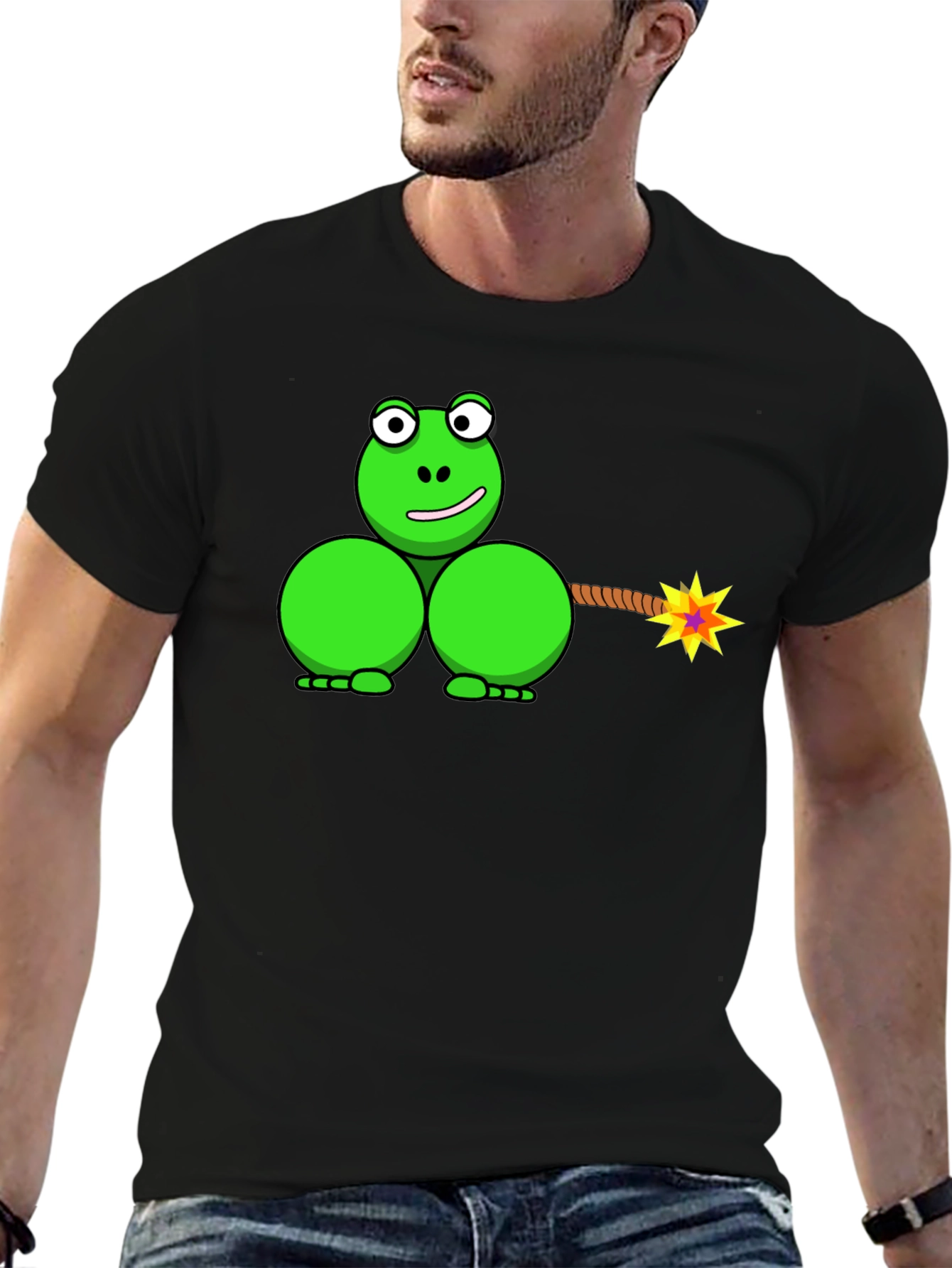 Black Funny Frog Bomb T-Shirt - Explosive Humor! view 6