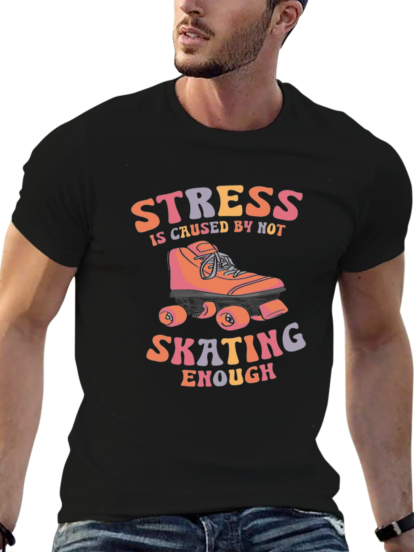 Black Stress Caused by Not Skating Enough T-Shirt view 6