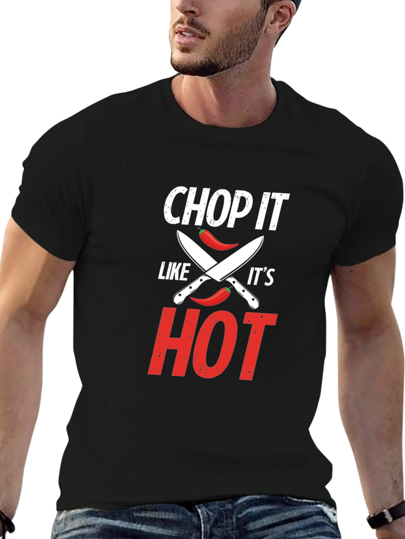 Black Chop It Like It's Hot T-Shirt - Foodie Gift view 6