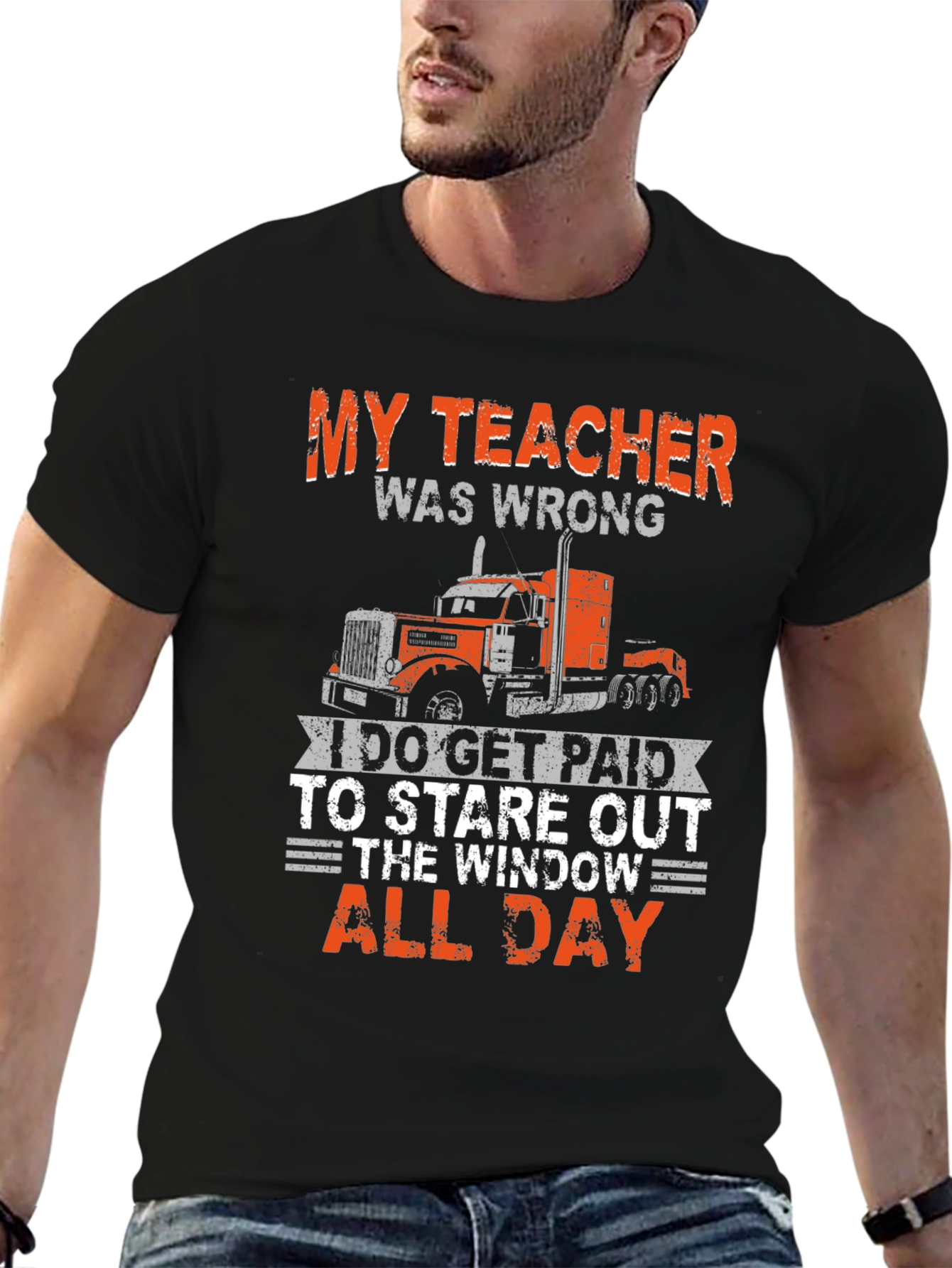 Black Trucker T-Shirt: My Teacher Was Wrong view 6
