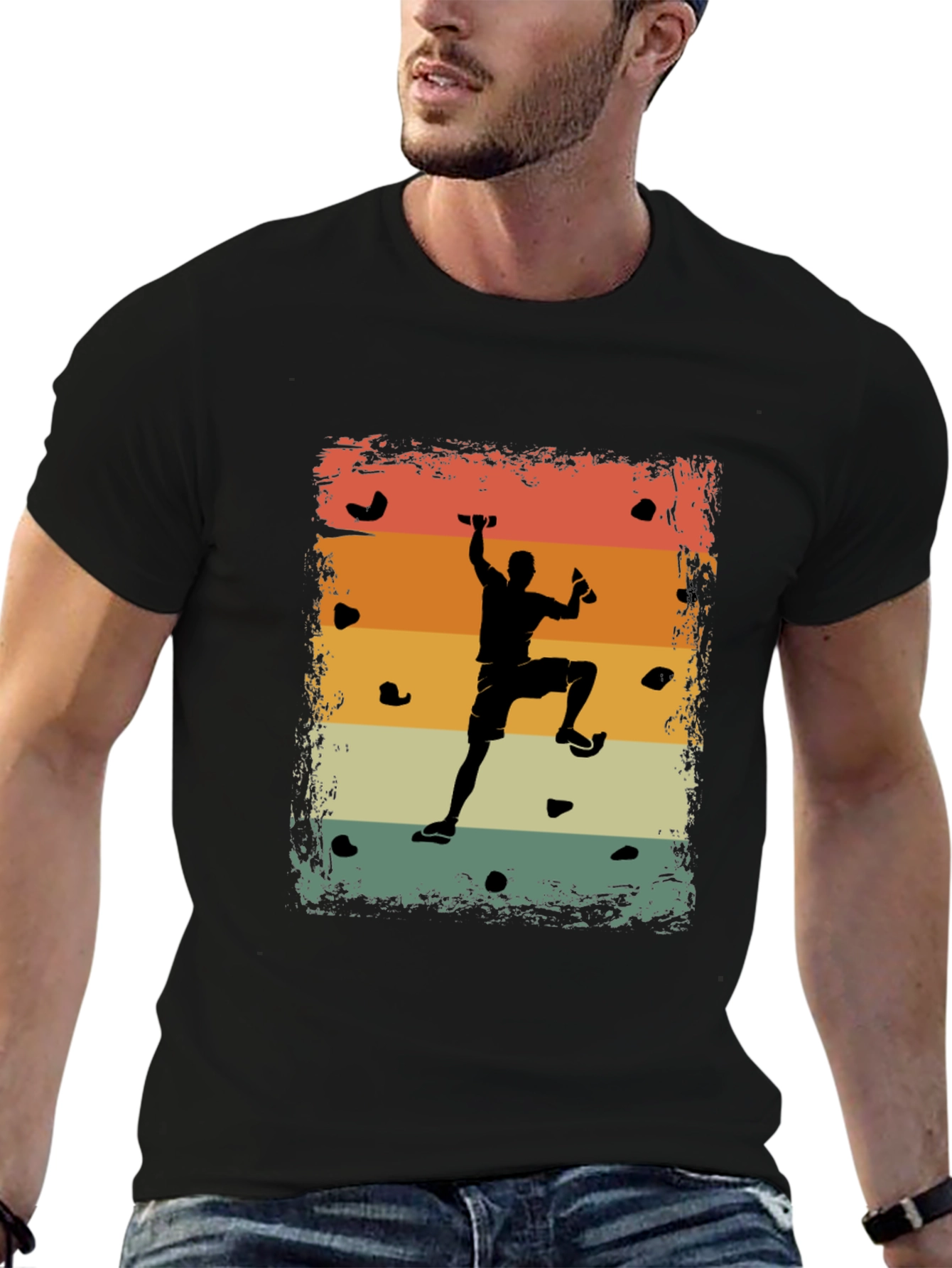 Black Retro Rock Climber T-Shirt - Black view 6