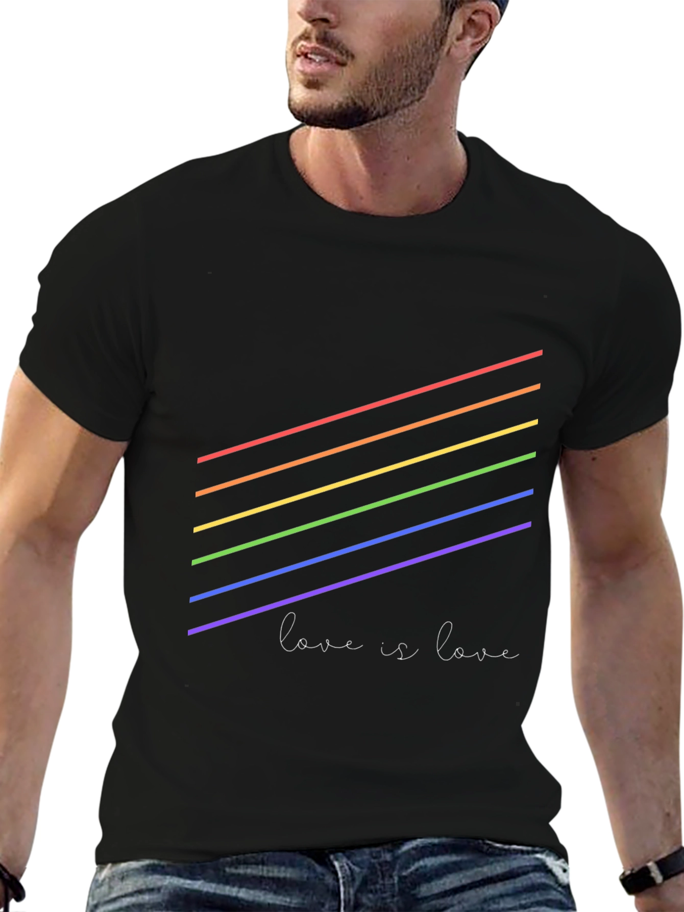 Pride Rainbow 'Love is Love' Black T-Shirt - 6