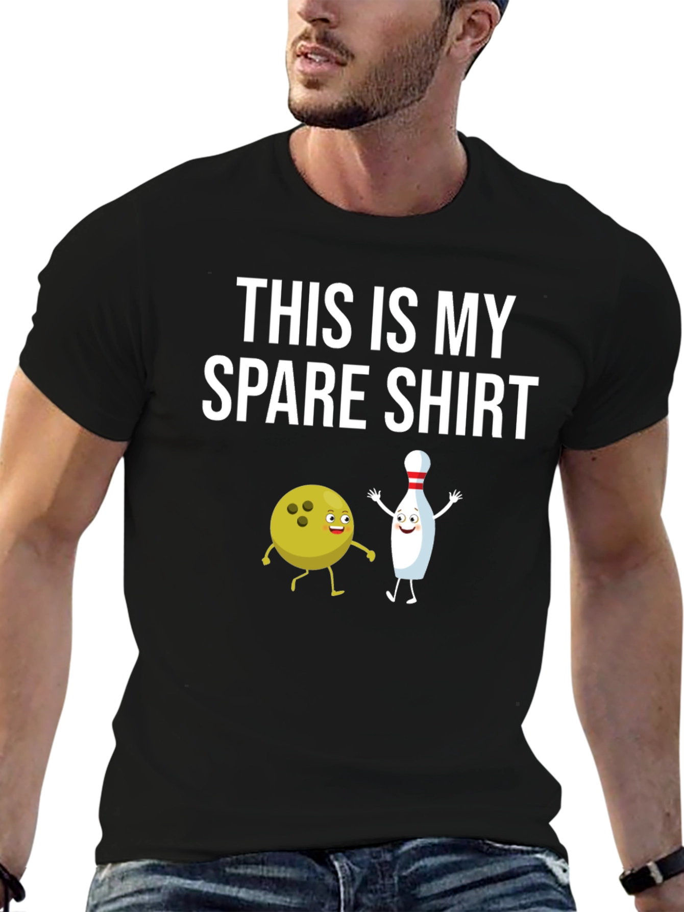 Black Bowling Spare T-Shirt - Funny Bowling Apparel view 6