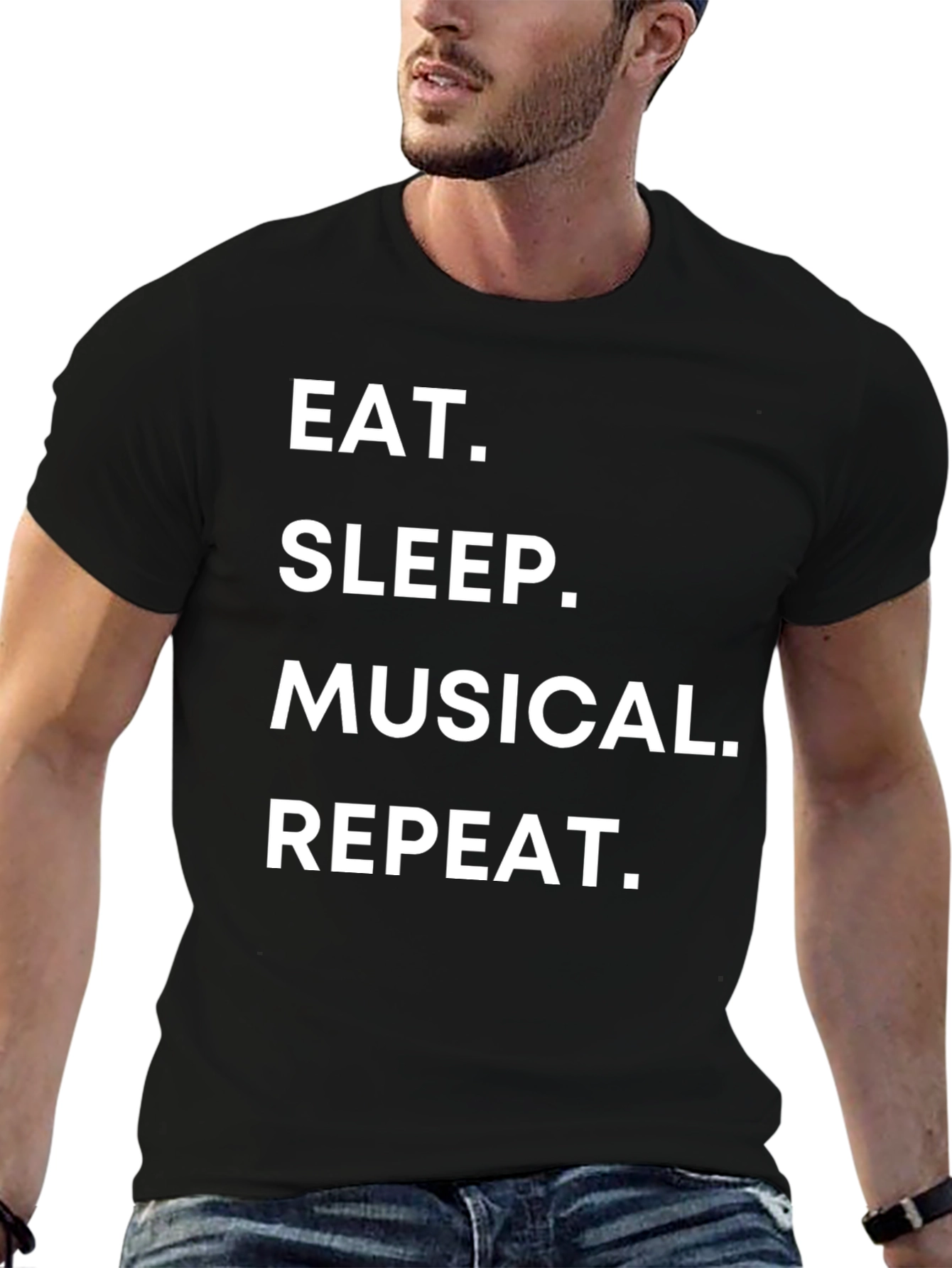 Black Eat Sleep Musical Repeat T-Shirt view 6