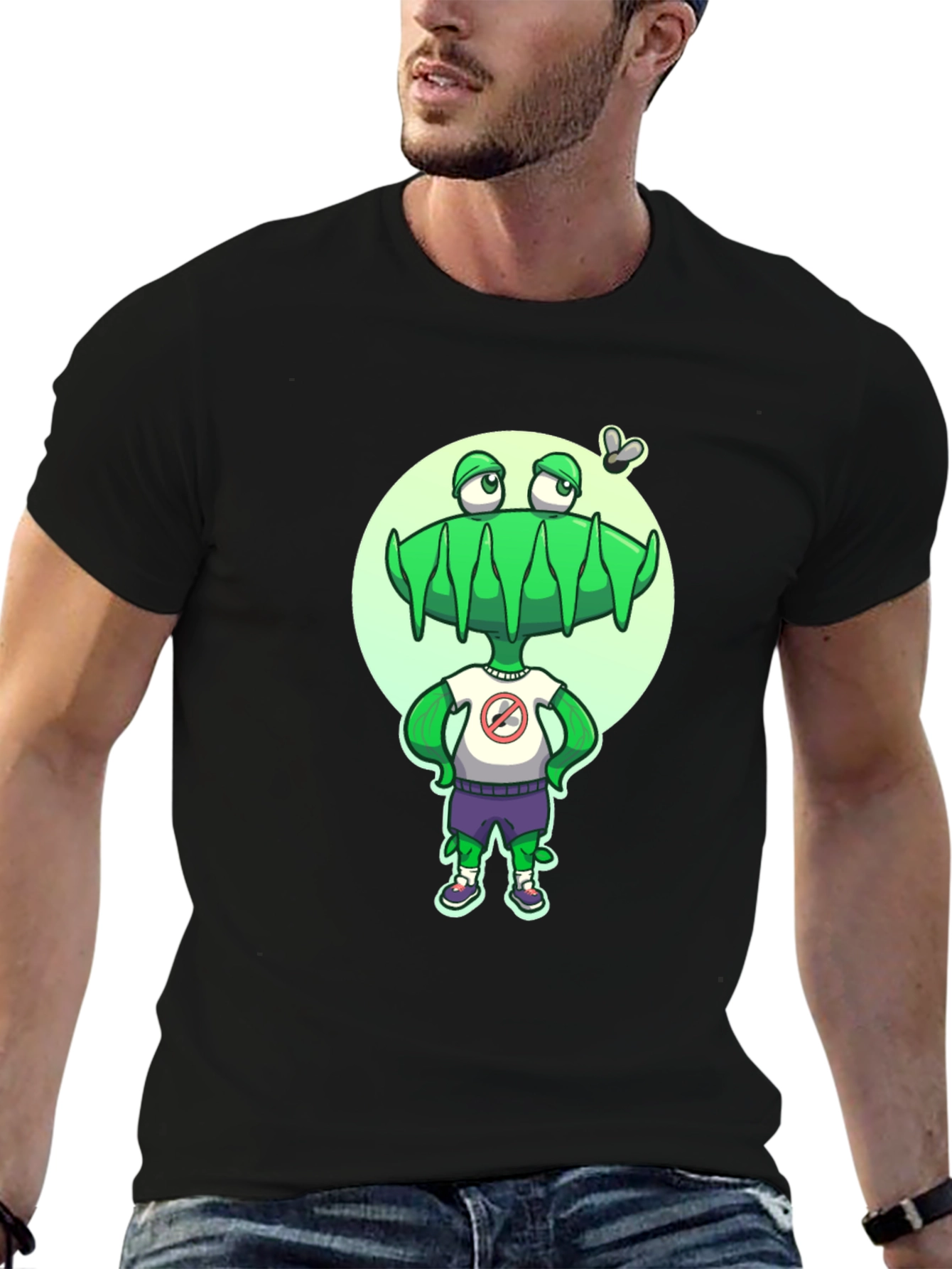 Black Alien Graphic Tee - Funny Cartoon Insect Lover T-Shirt view 6