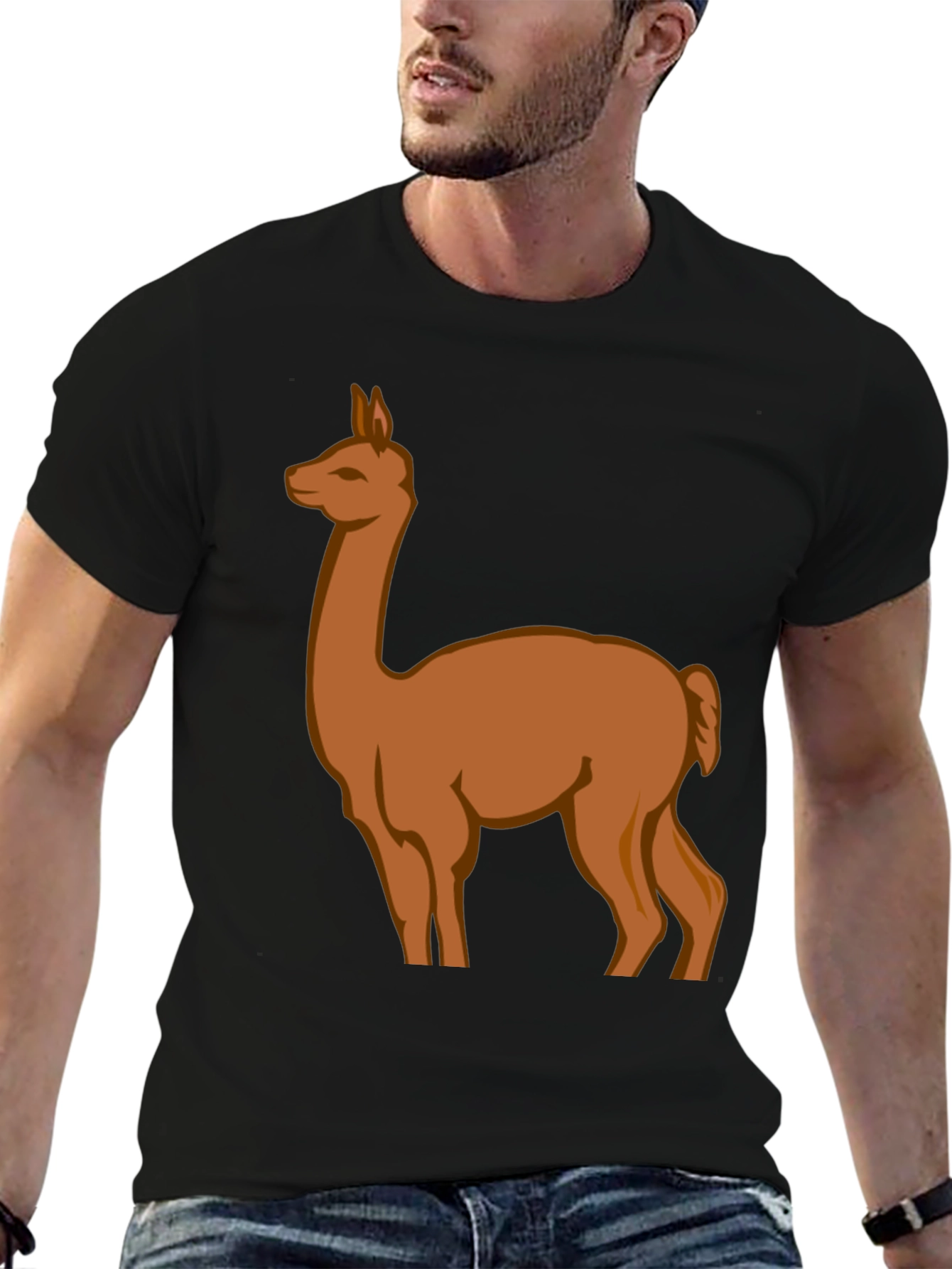Black Llama Graphic Tee - Black Cotton Blend view 6