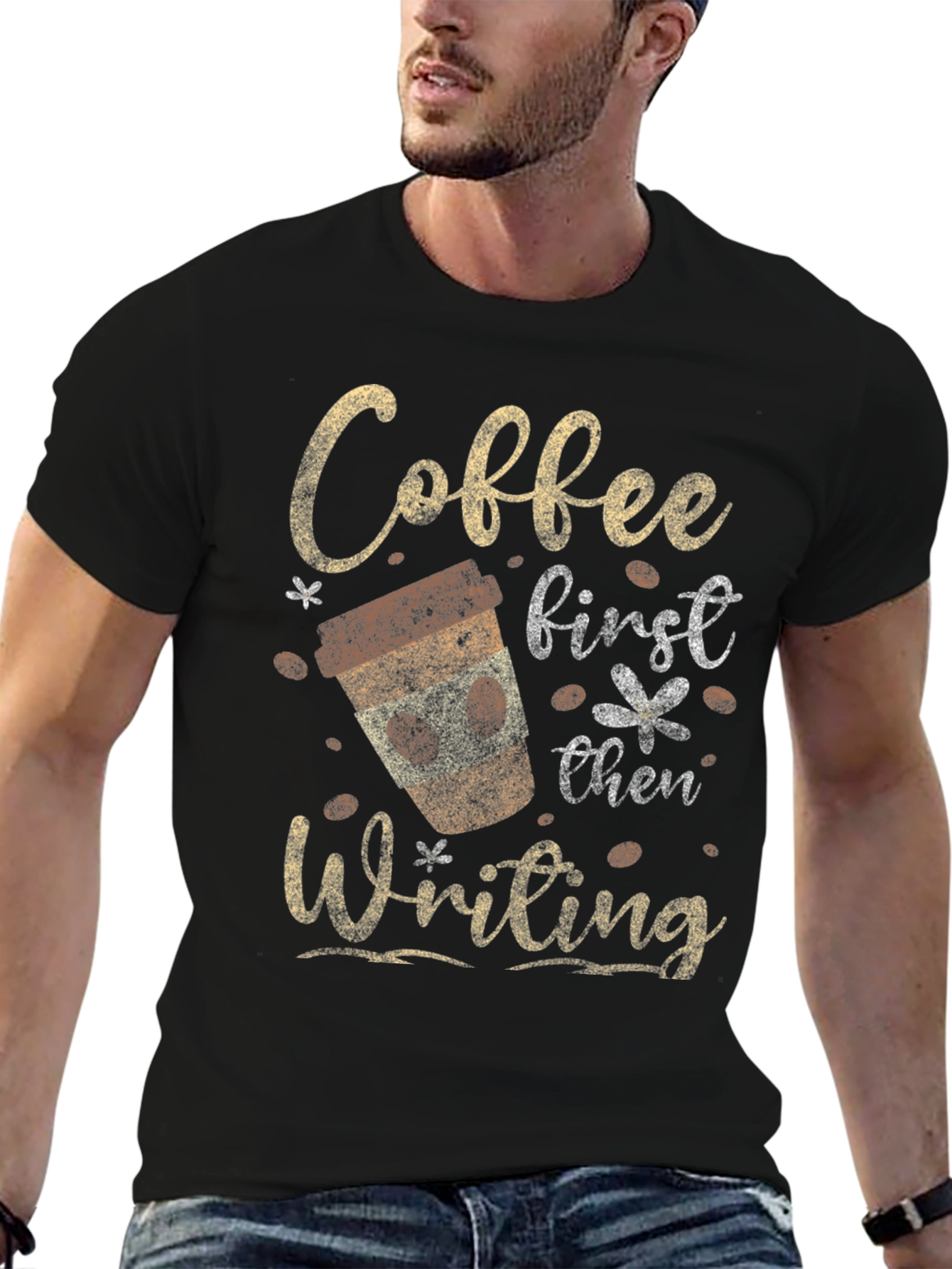 Black Coffee First Then Writing Graphic Tee view 6
