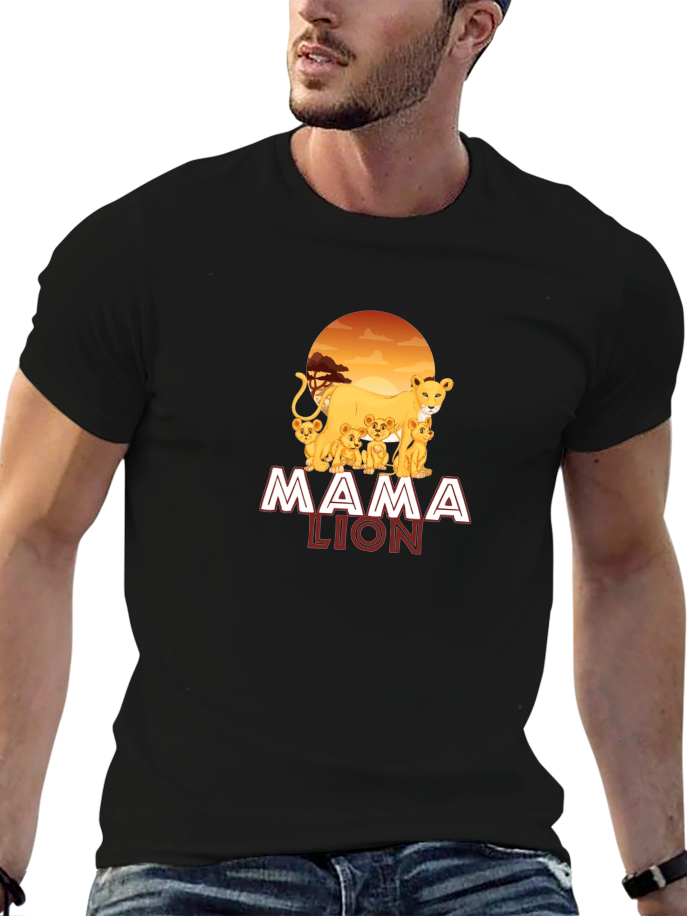 Black Mama Lion Graphic T-Shirt view 6