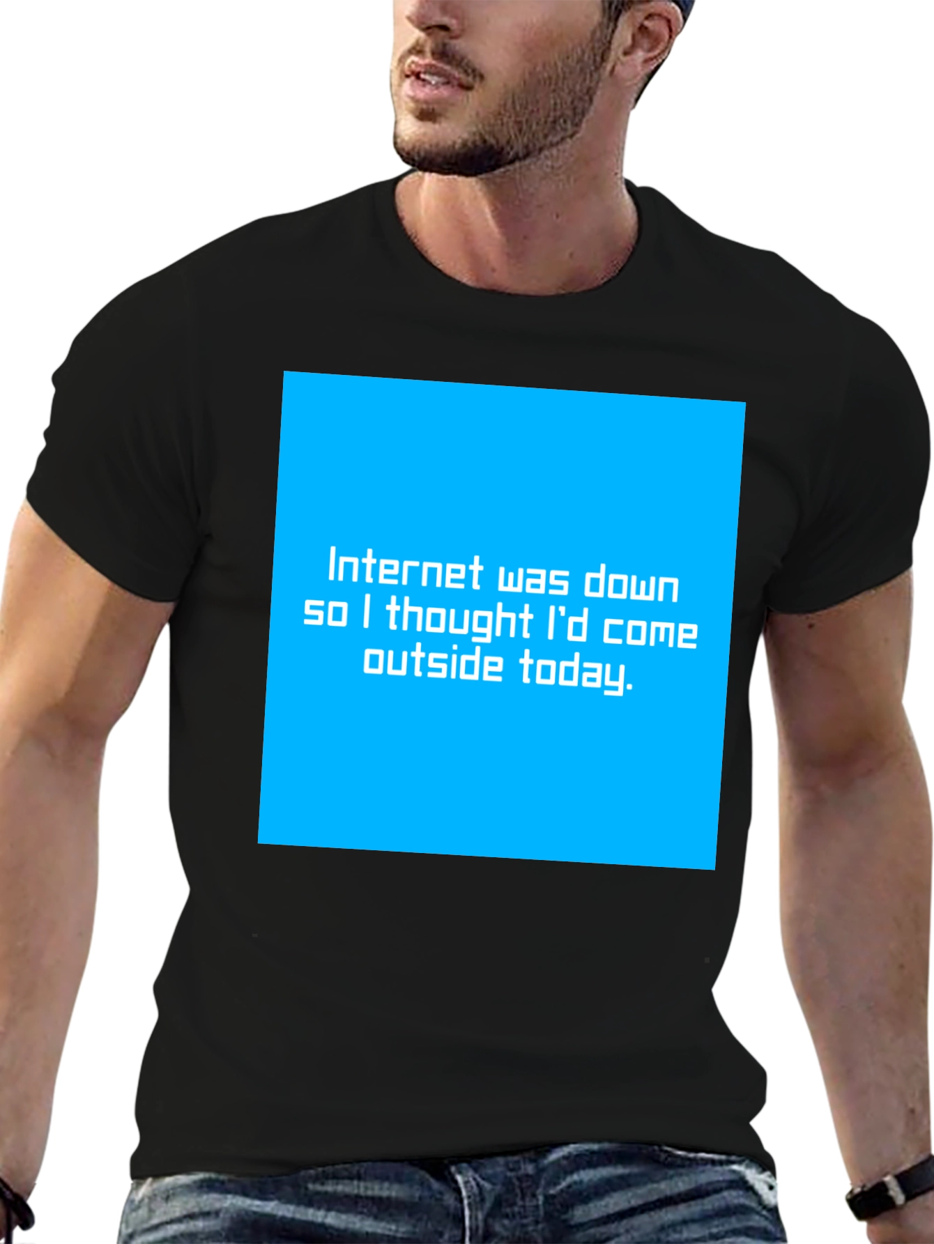 Black Funny "Internet Down" Graphic Tee - Black view 6