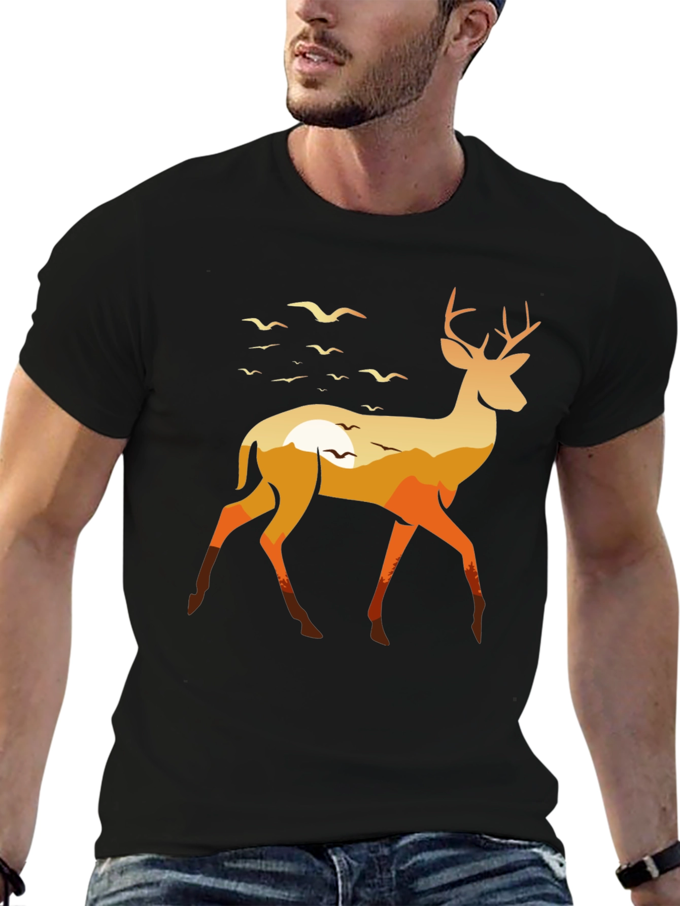 Black Nature Deer Graphic Tee - Stylish & Unique view 6
