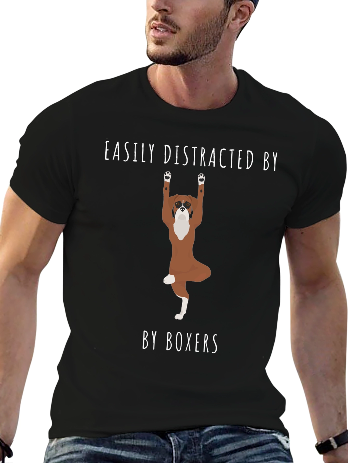 Black Easily Distracted by Boxers T-Shirt view 6