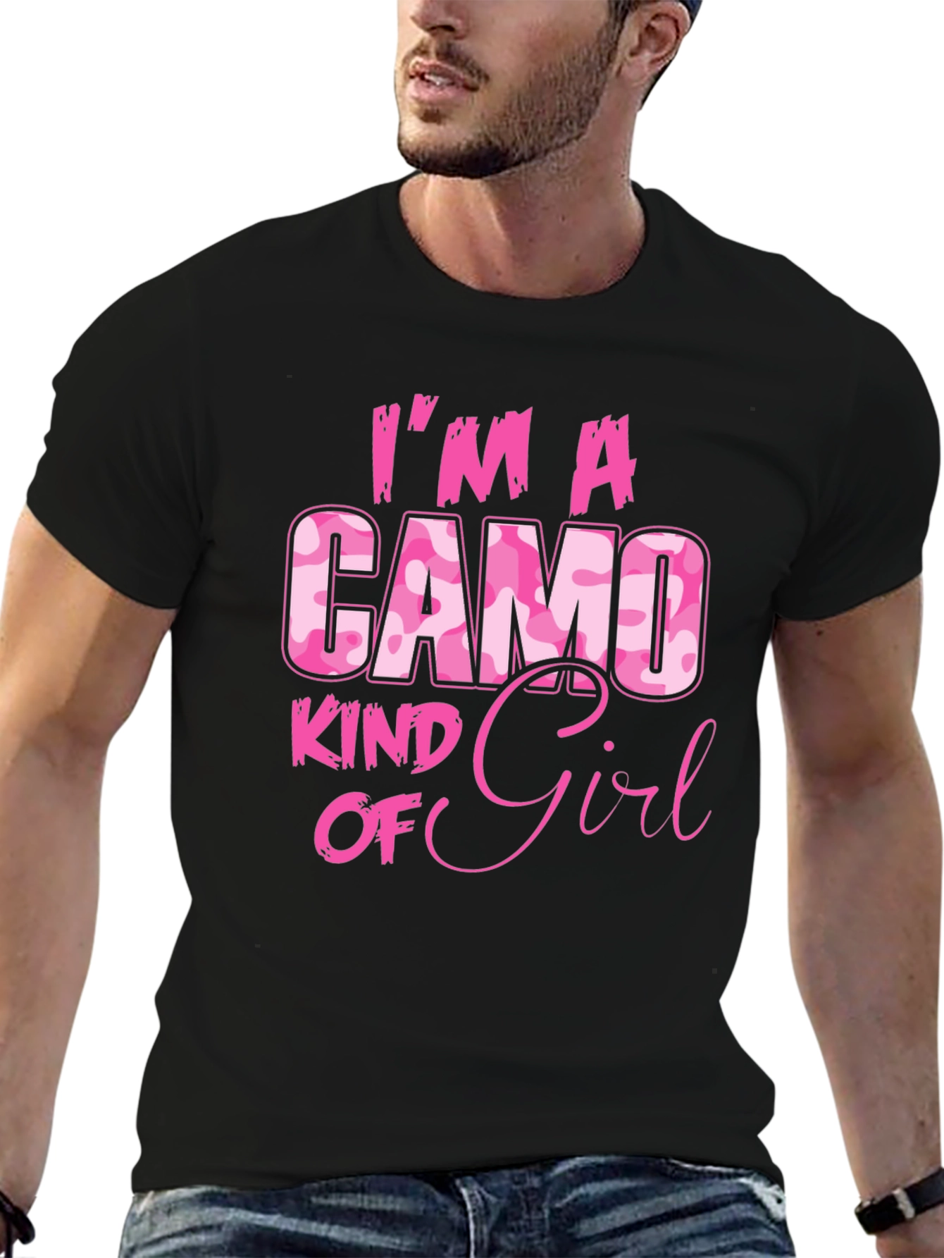 Black Camo Kind of Girl T-Shirt - Pink Camouflage view 6