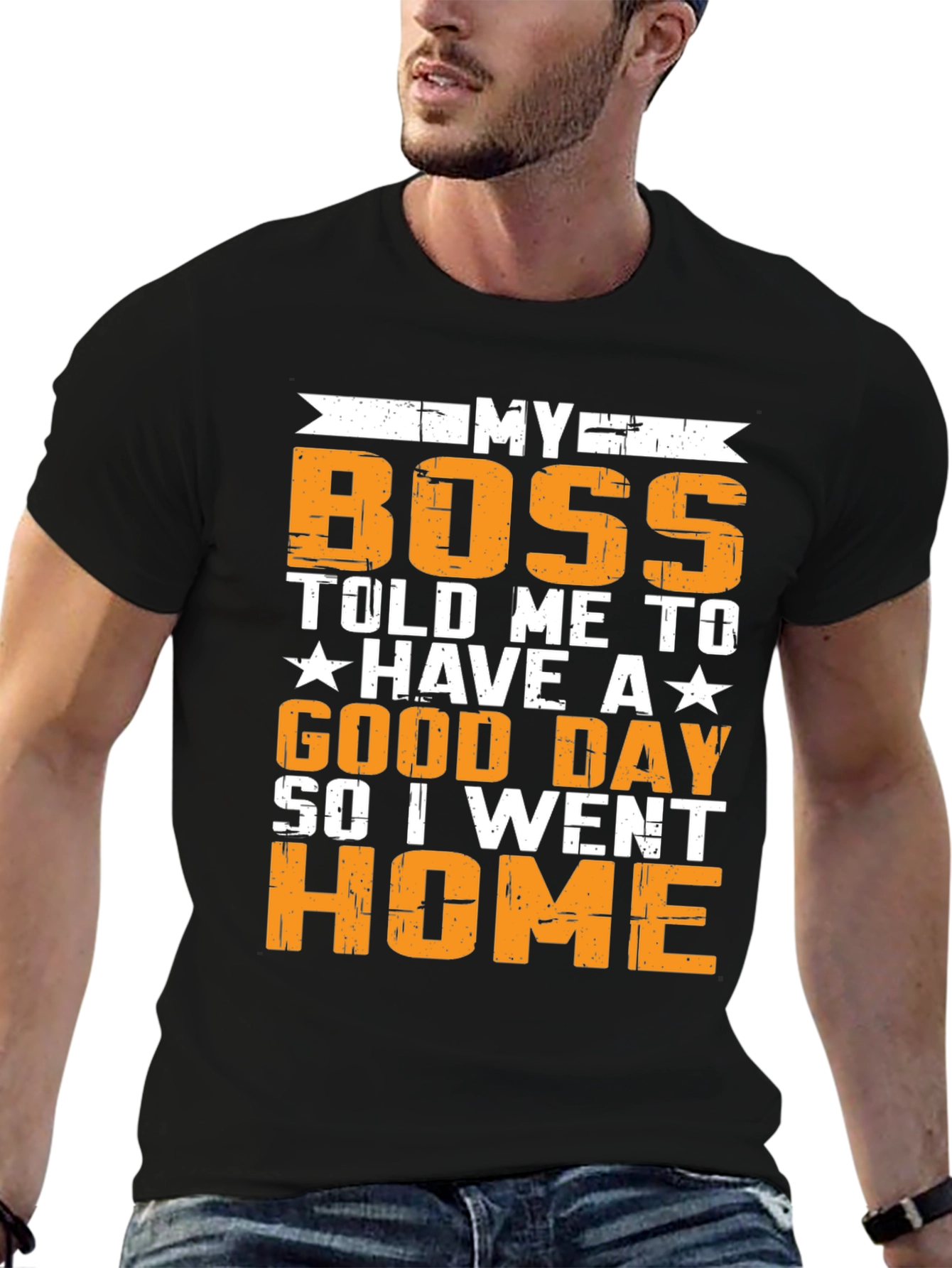 Black Funny "My Boss" Graphic T-Shirt view 6