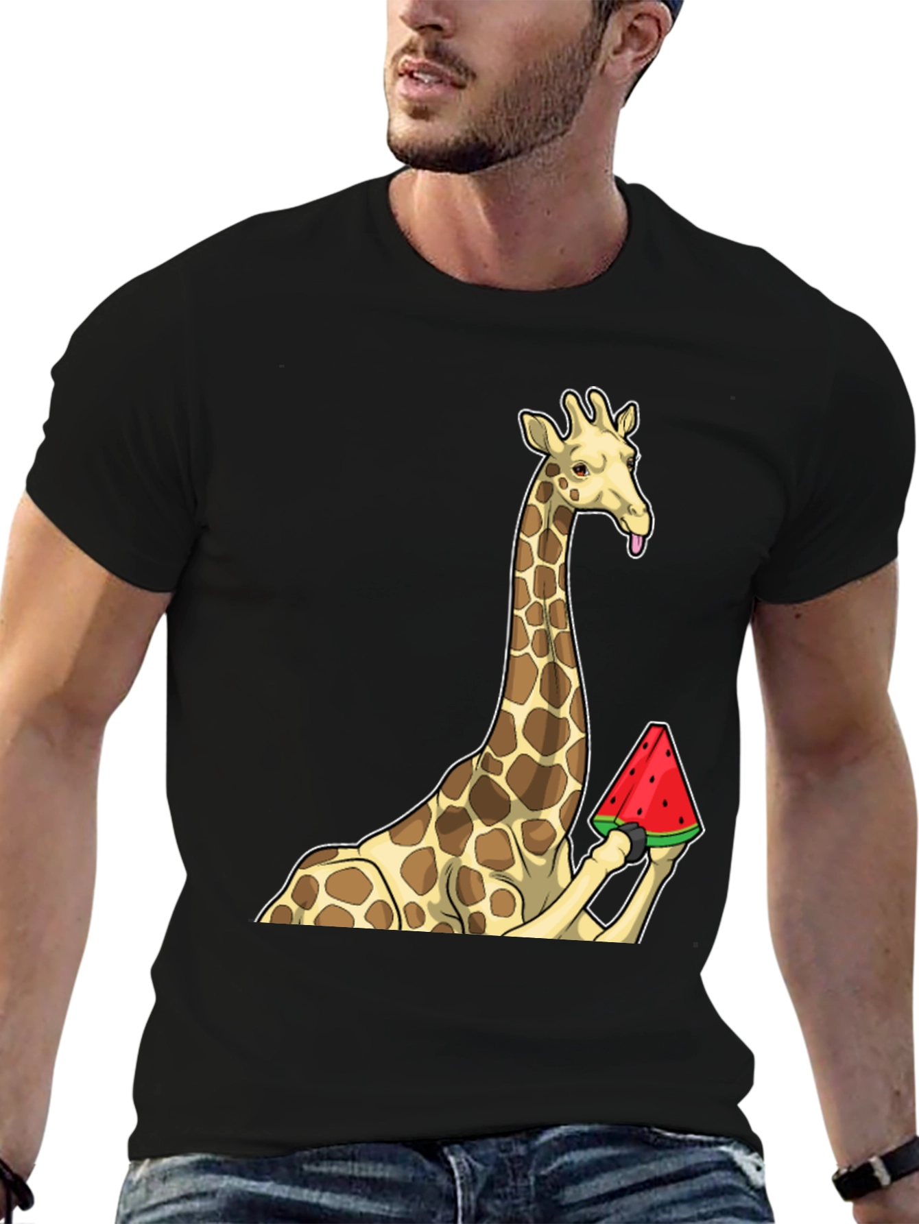 Black Giraffe Watermelon Graphic T-Shirt - Unique Design! view 6