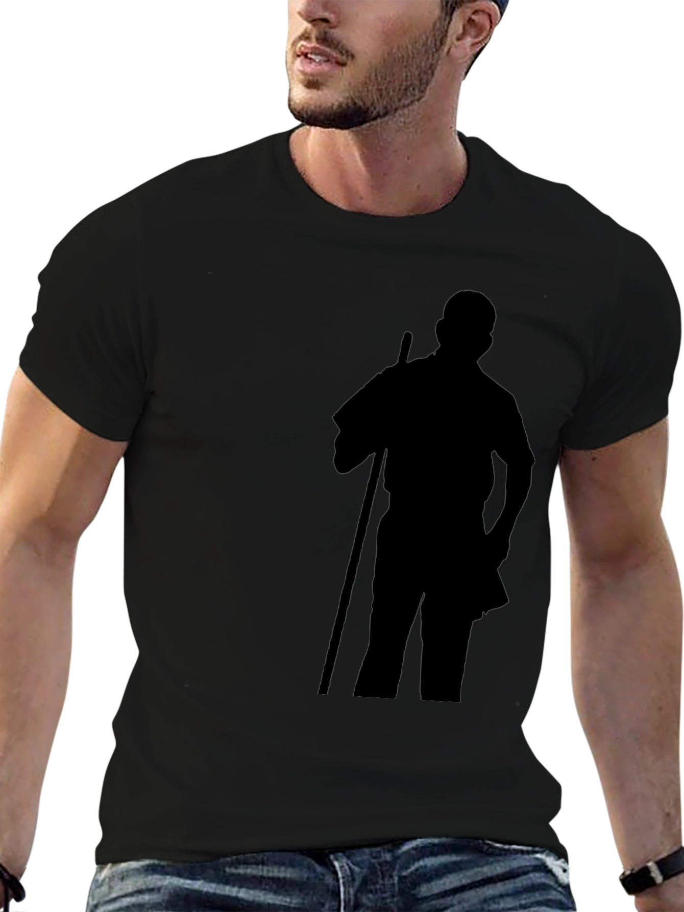 Black Silhouette Graphic Tee - Casual Black T-Shirt view 6
