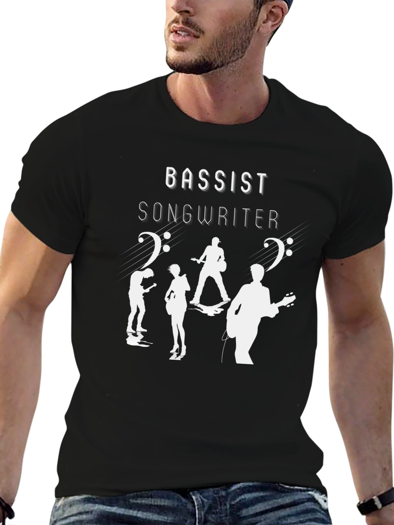 Black Bassist Songwriter Graphic T-Shirt - Black view 6