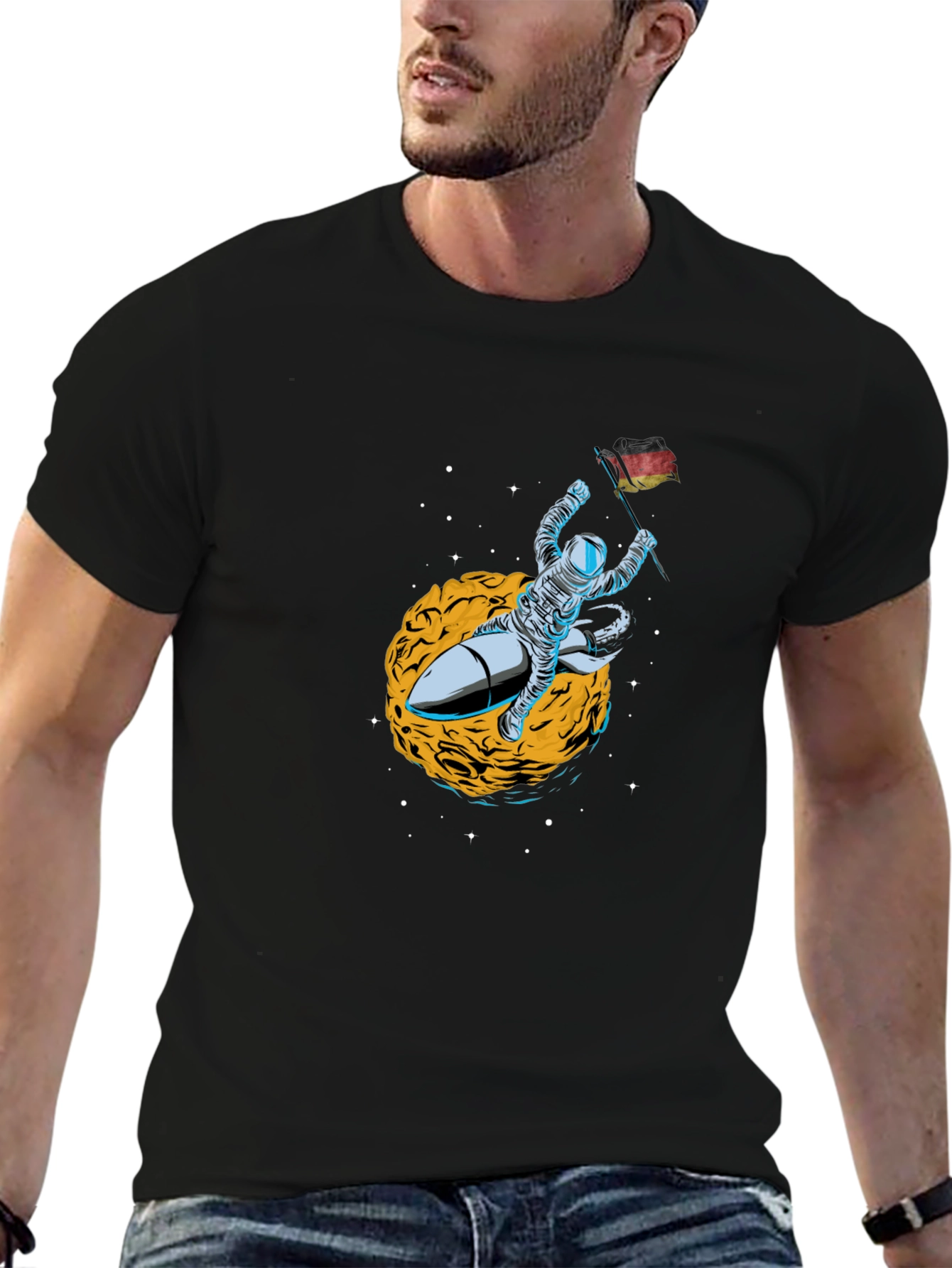 Black Astronaut Rocket Ride T-Shirt - Space Adventure Tee view 6