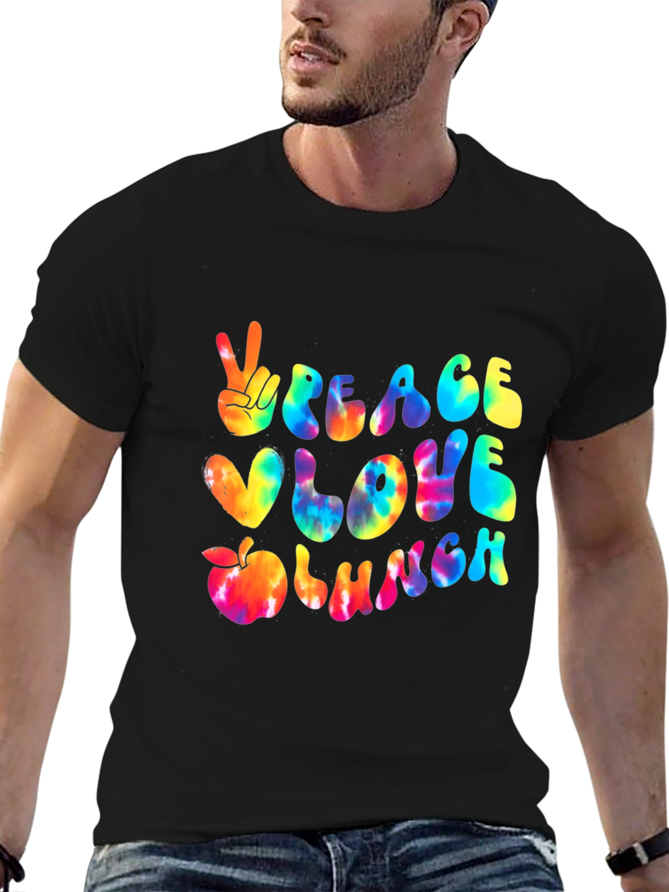 Black Peace Love Lunch T-Shirt view 6