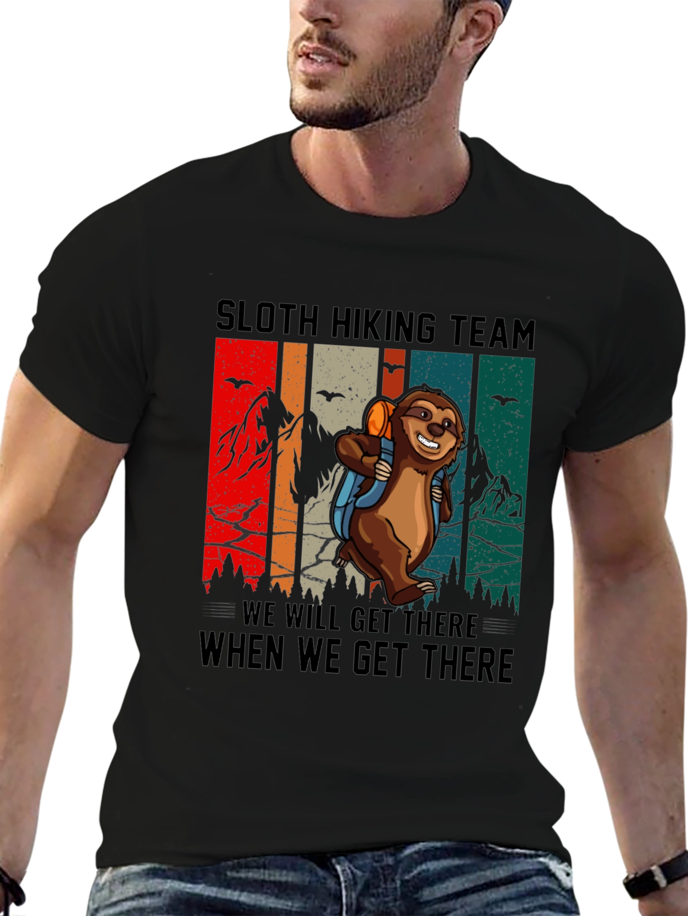 Black Sloth Hiking Team Graphic Tee view 6