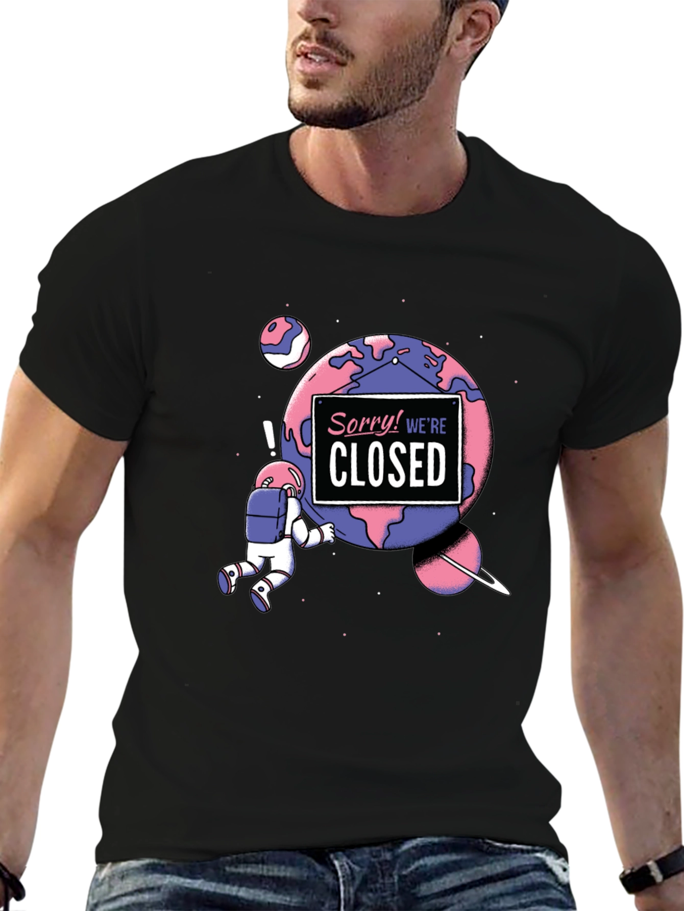 Black Sorry, We're Closed T-Shirt view 6