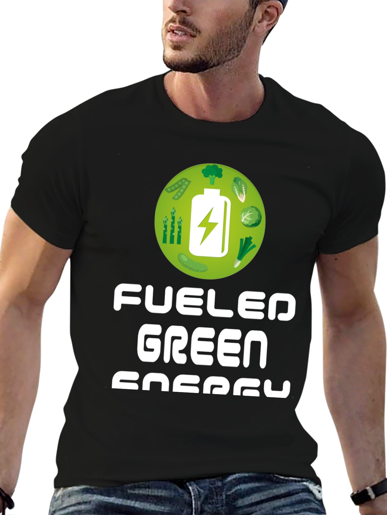 Black Fueled by Green Energy T-Shirt view 6