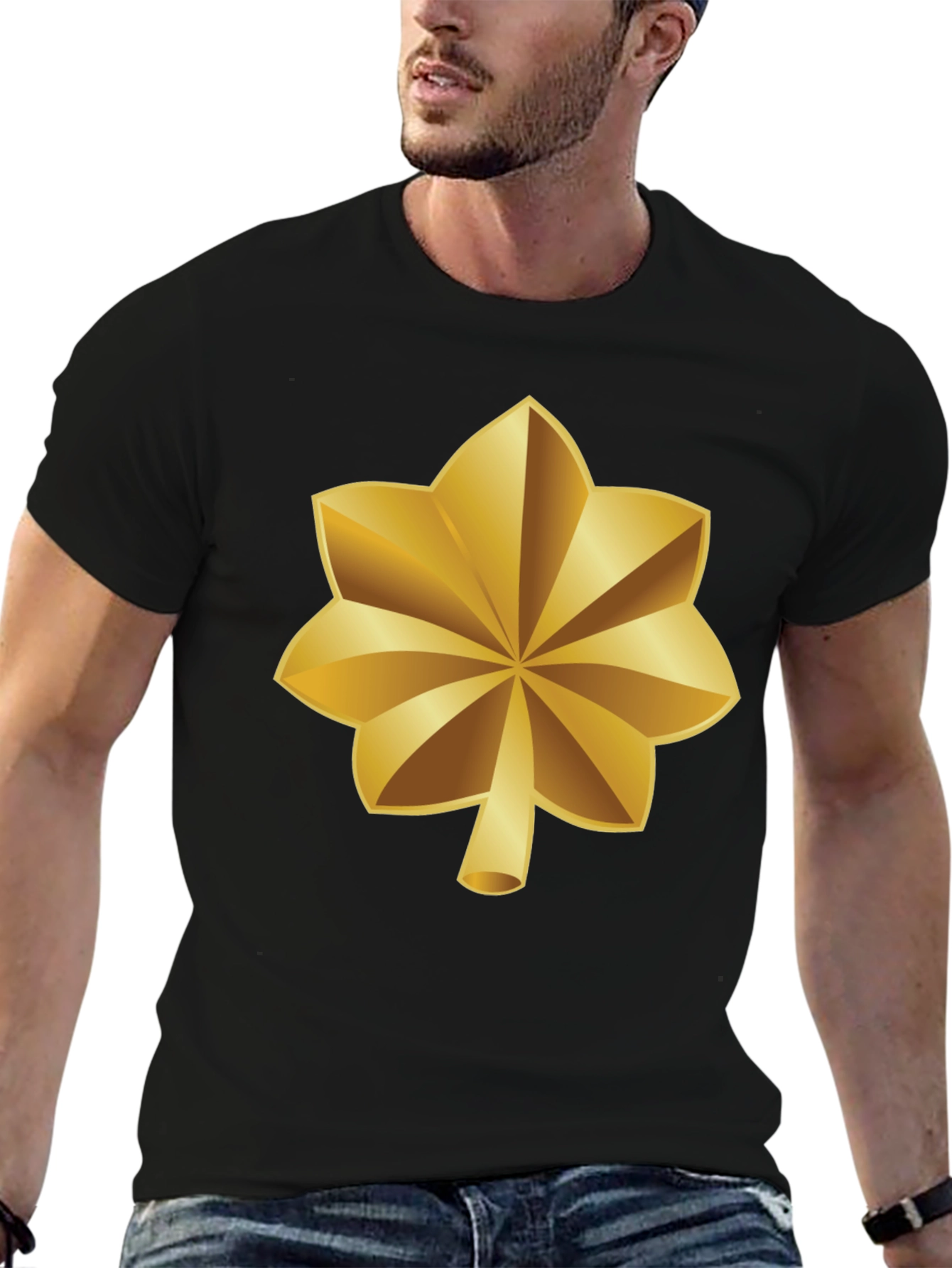 Black Gold Leaf Black T-Shirt view 6
