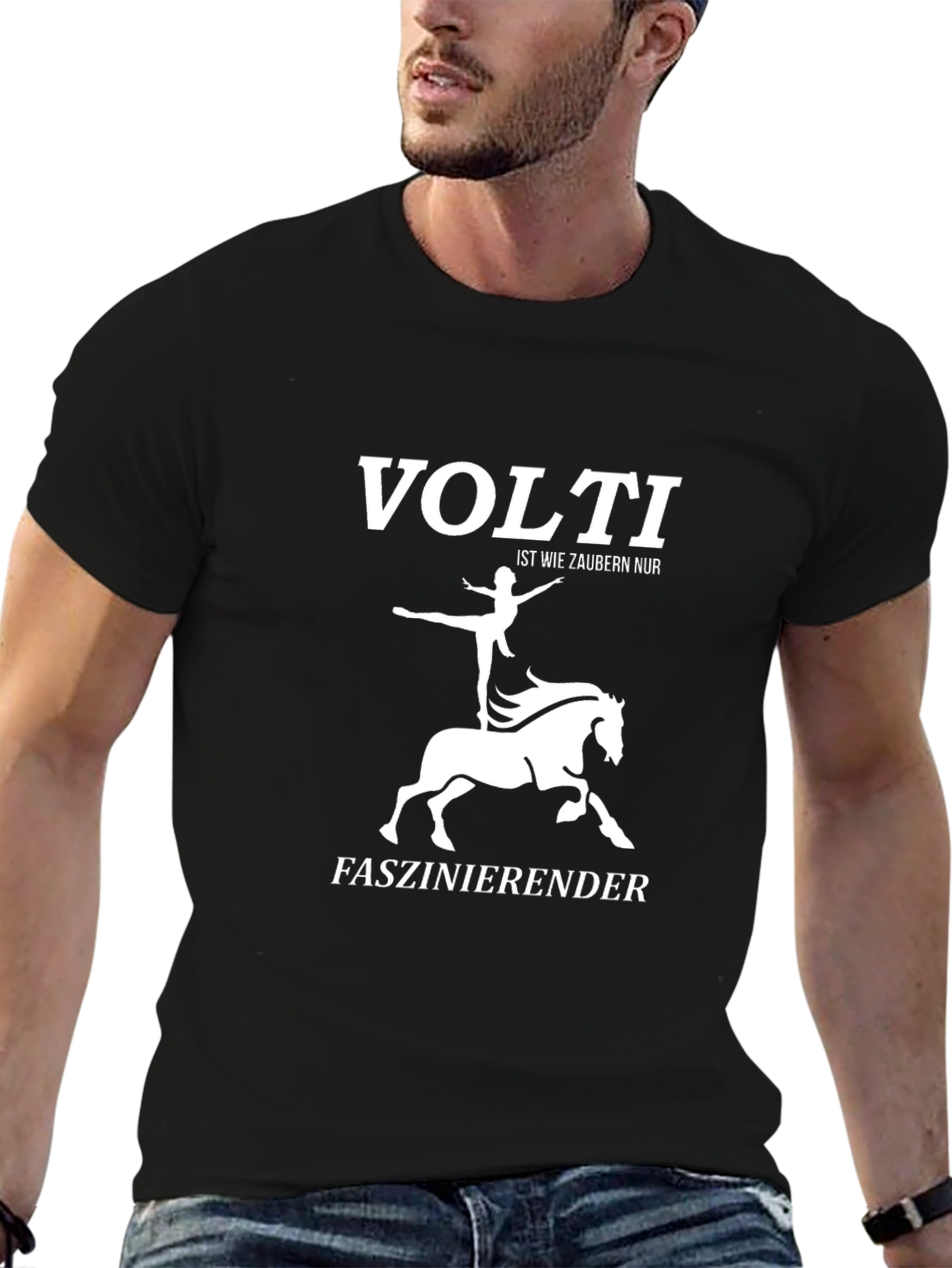 Black Volti Equestrian T-Shirt - Vaulting Horse Rider Tee view 6