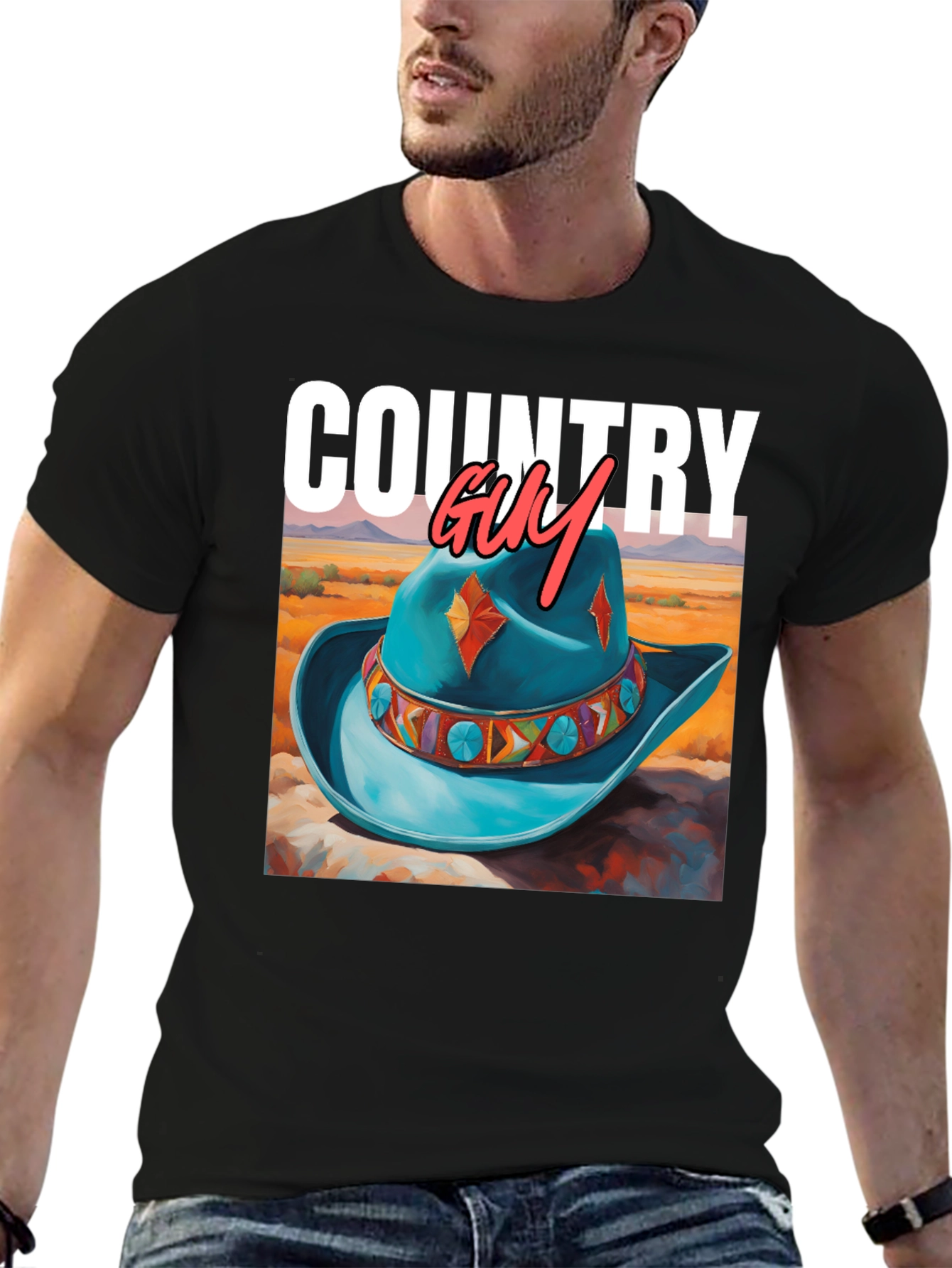 Country Guy Graphic Tee - Western Cowboy Hat Design - 6