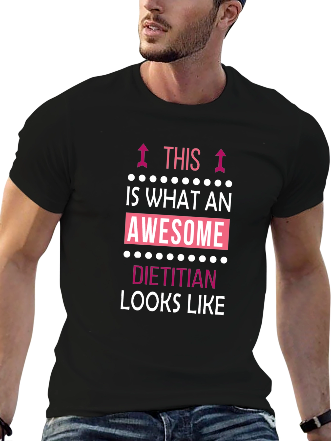 Black Awesome Dietitian T-Shirt - Funny Profession Tee view 6