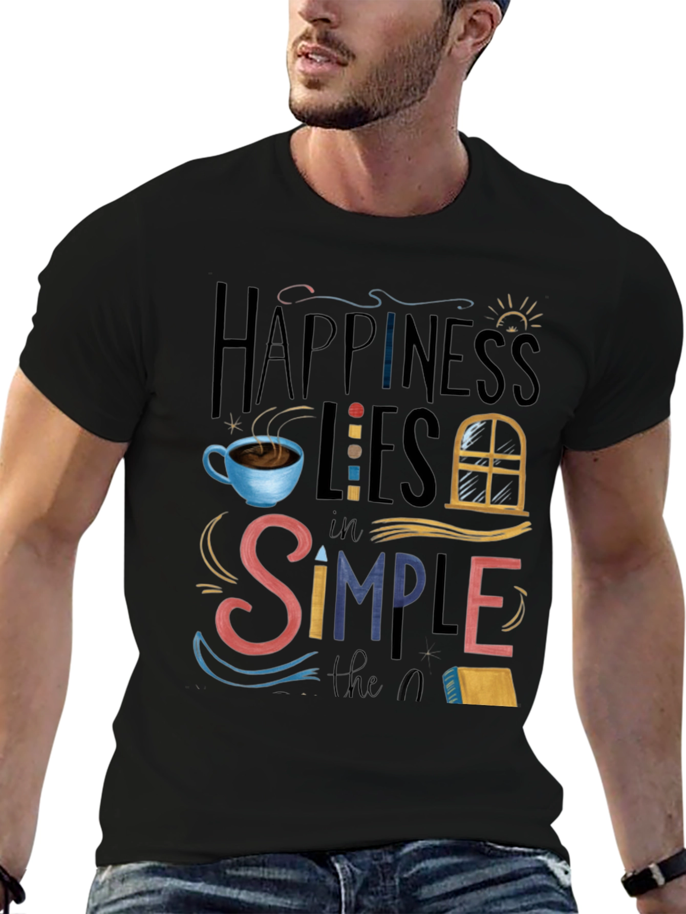 Black Happiness Lies T-Shirt view 6