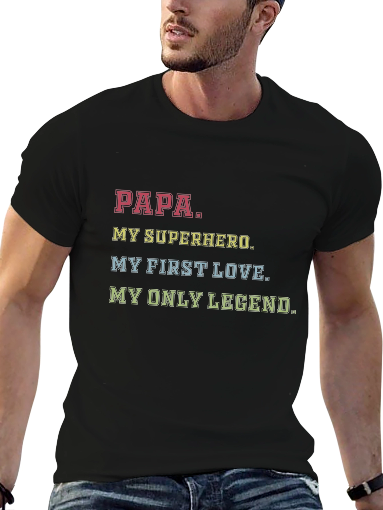 Black Papa My Superhero Graphic T-Shirt view 6
