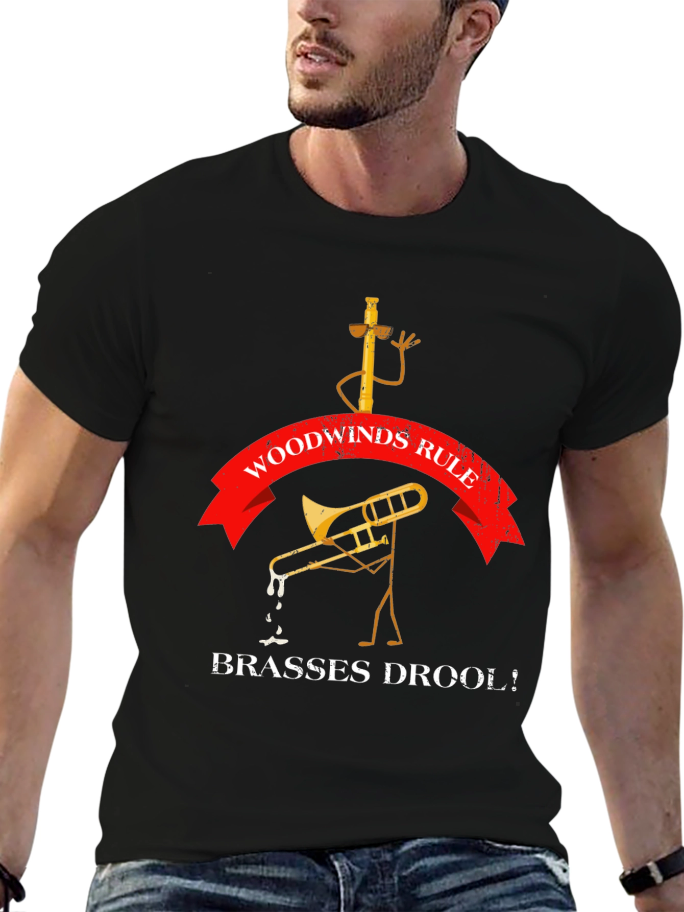 Black Woodwinds Rule Funny Band T-Shirt view 6