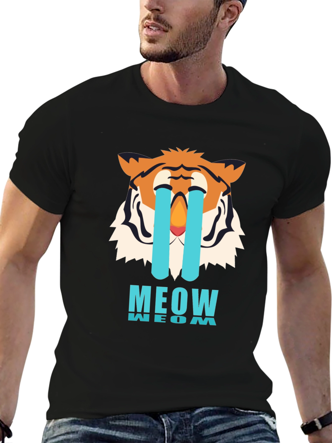 Black Meow Crying Tiger Black Graphic Tee view 6