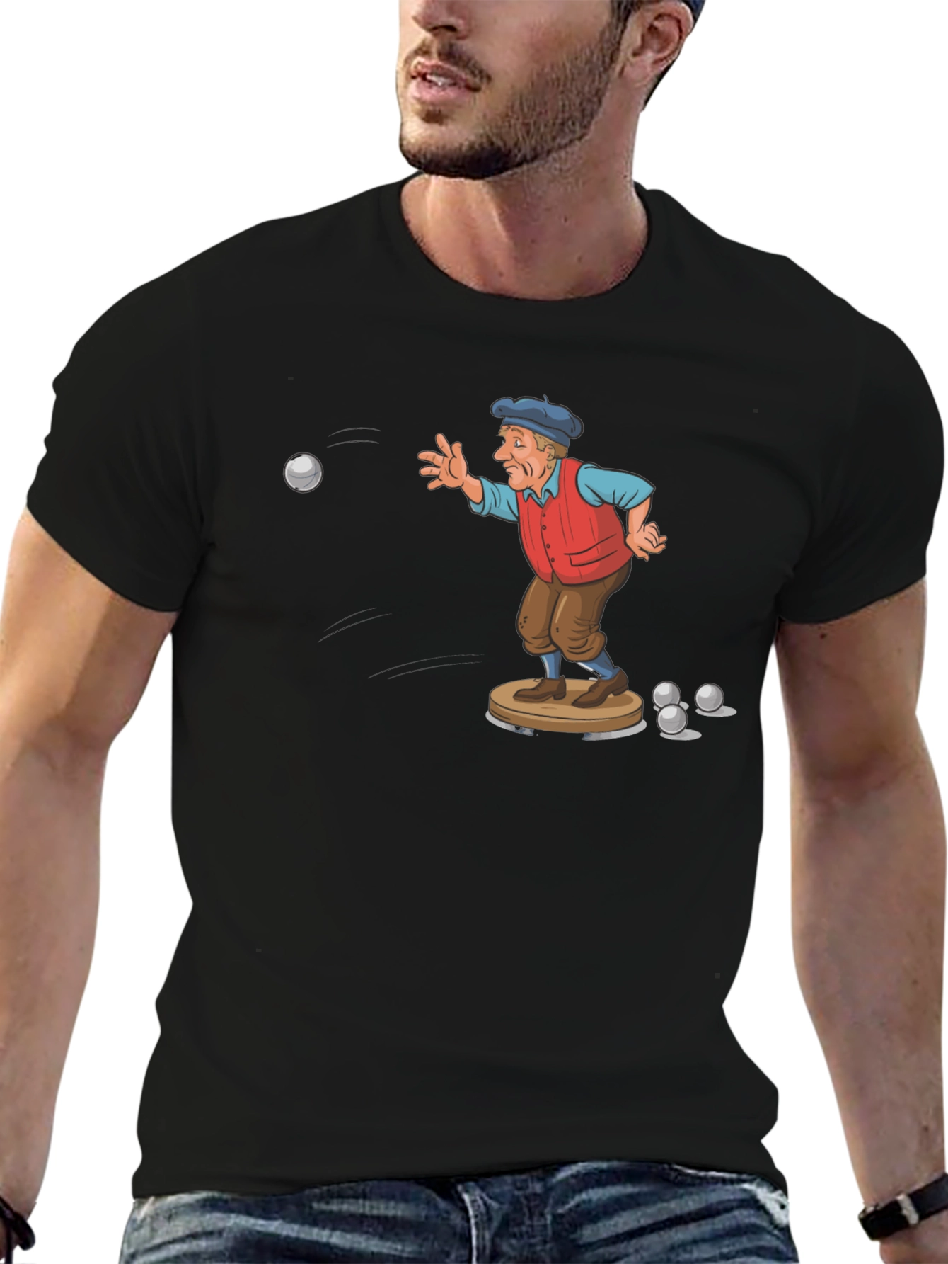 Black Bocce Player Graphic Tee - Unique Design view 6