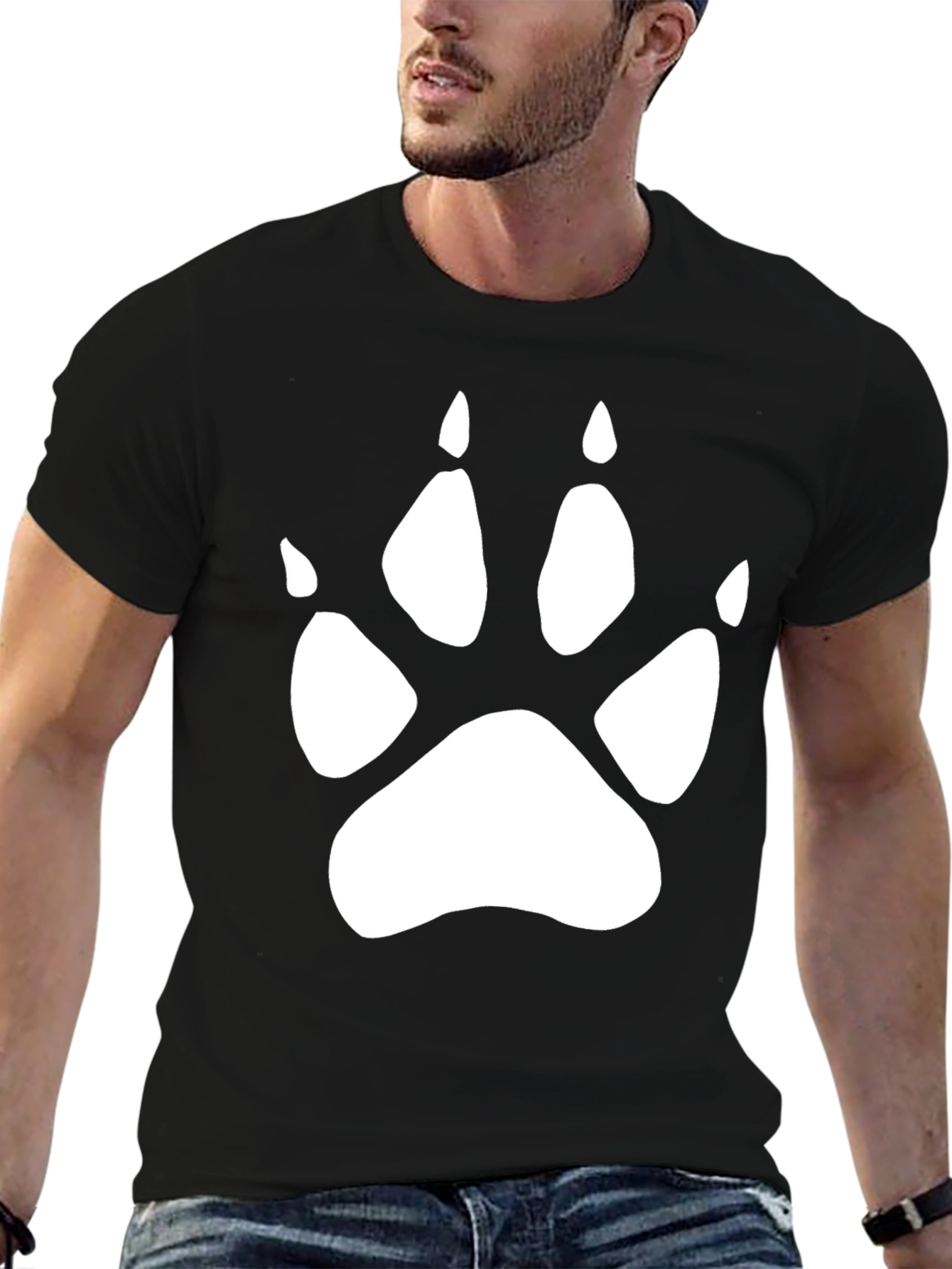 Black Paw Print Graphic Black T-Shirt view 6